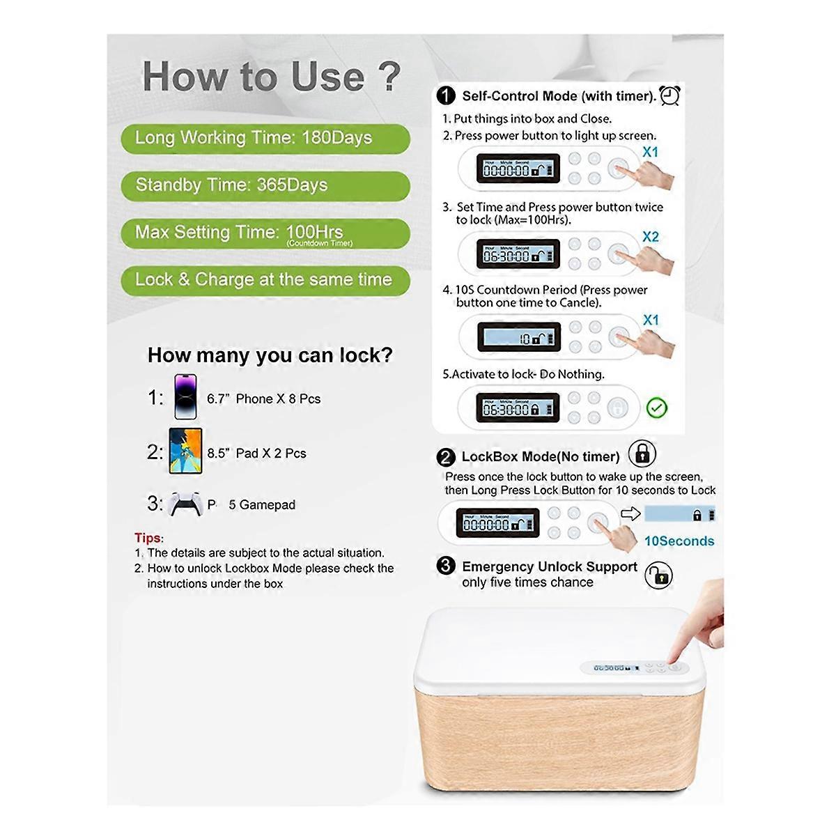 Safe Timed Lock Box, Phone Lock Box with Timer Unplug From Phones,Video Games,Social Media, Lockable