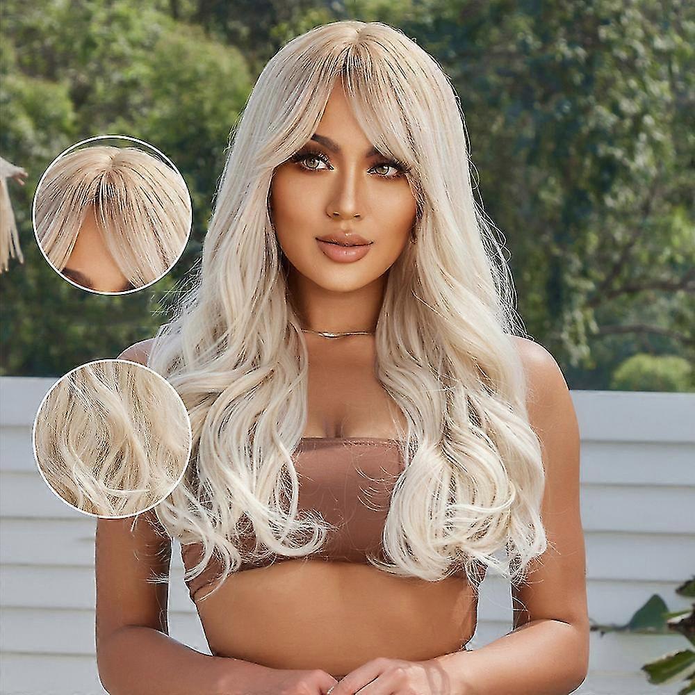 Gray bangs, light gray wig long wig with