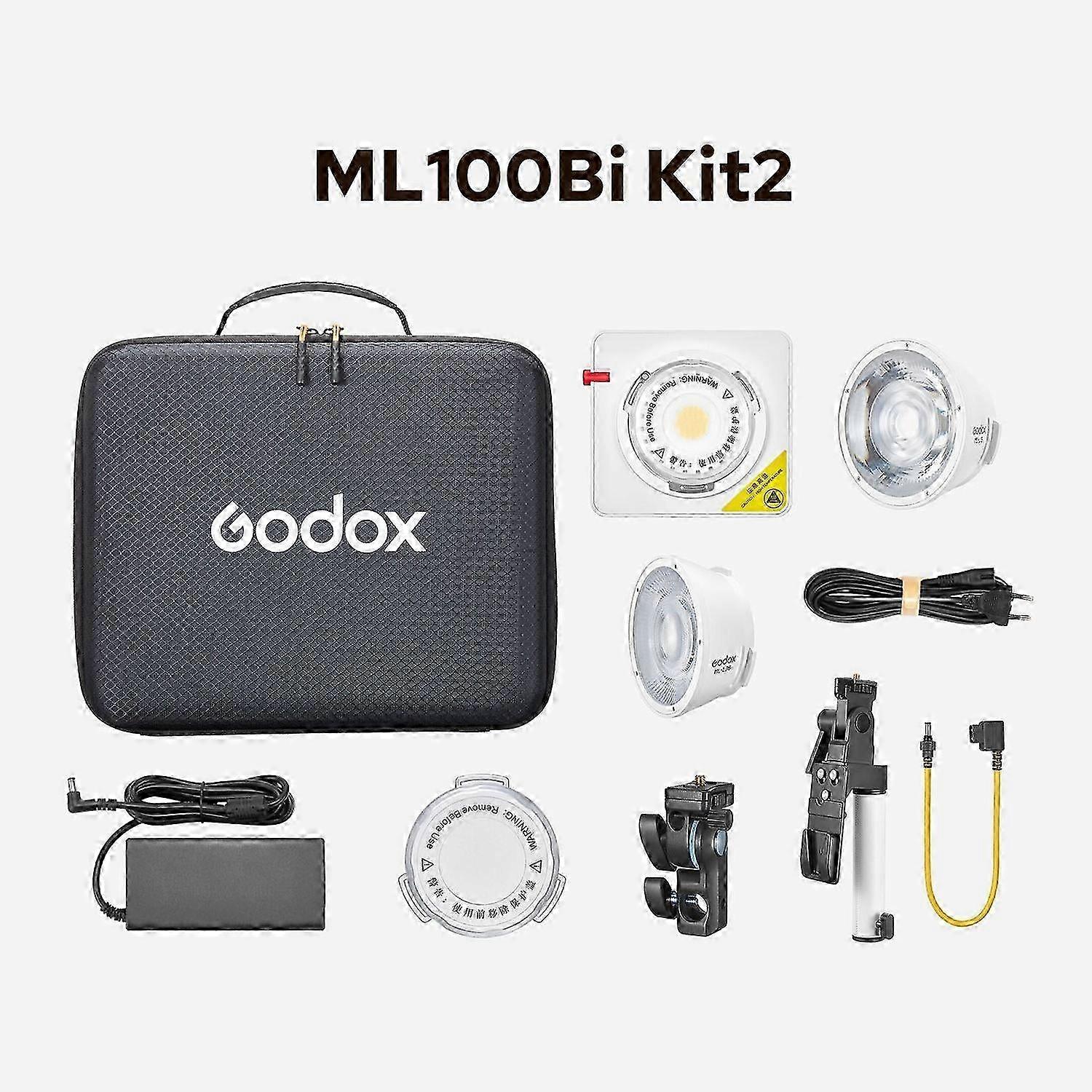 Godox Ml100bi Kit2 Pocket Led Video Light 120w Bi-color Photography Fill Light 2800k-6500k Cri97+ Tl