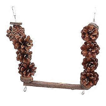 Stand Wooden Pine Cone Perch for Parrots
