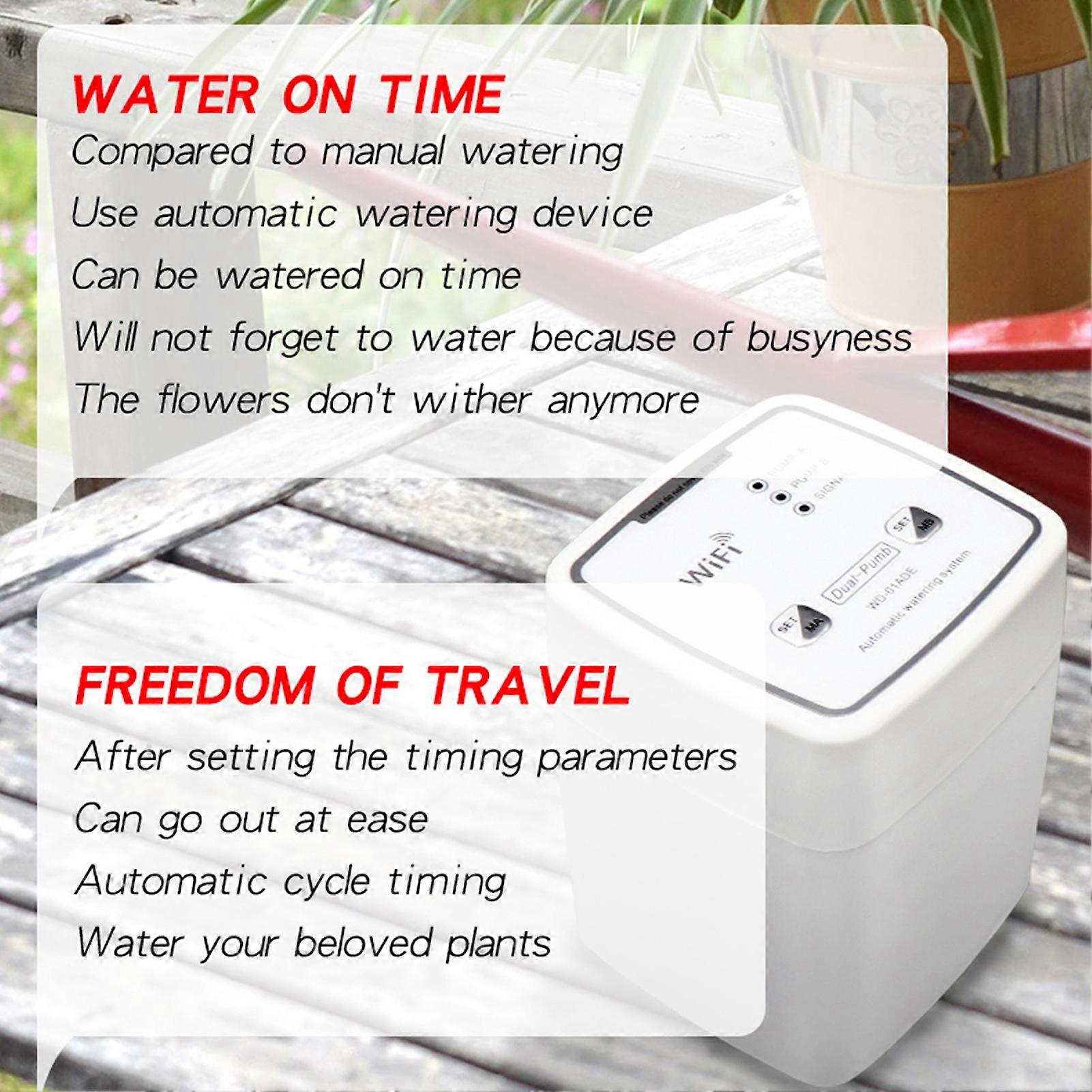 WIFI Intelligent Watering Device Double Pump Timed Automatic Drip Irrigation System Remote APP Controller for Garden Terrace Potted Plant Flower