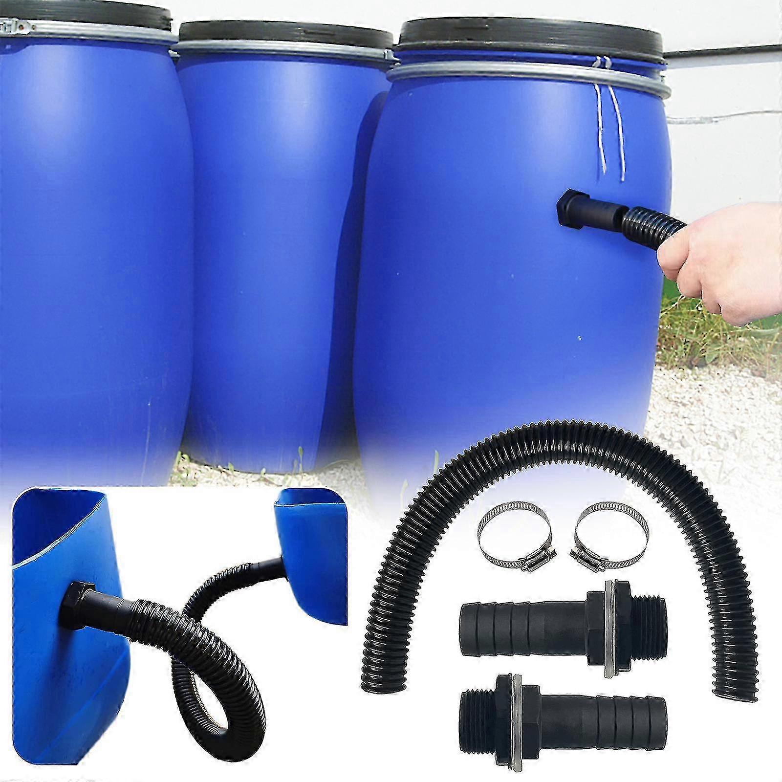 Water Connection Kit for Rain Barrel Setup Including Hose Nozzle and 100 cm Connecting Pipe