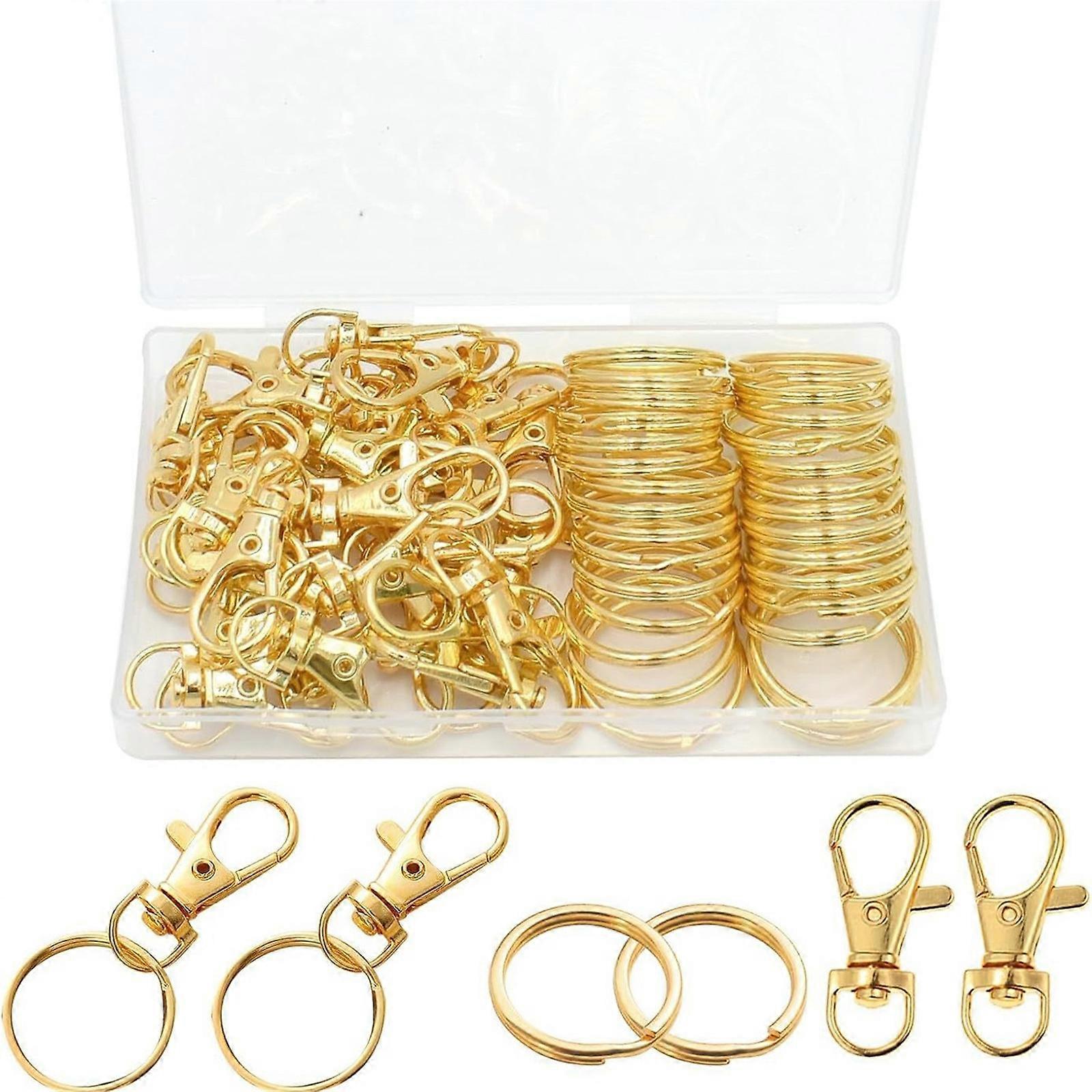 60pcs Swivel Clasps Lanyard Snap Hooks with Key Rings Key Chain Clip Hooks Lobster Claw for Keychains Jewelry DIY Craft Multicolor