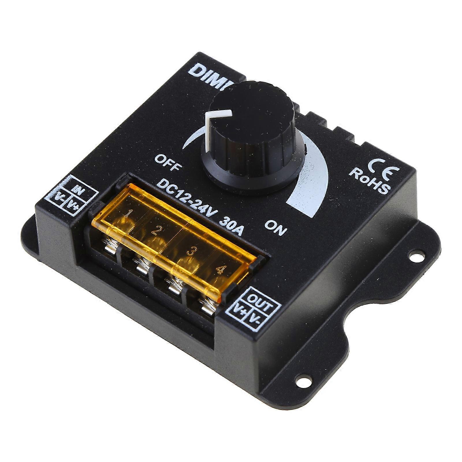 DC 12V 24V 30A LED Light Strip Dimmer PWM Dimming Controller for Dimmer Knob Adjust ON/Off Switch with Aluminum Housing Multicolor