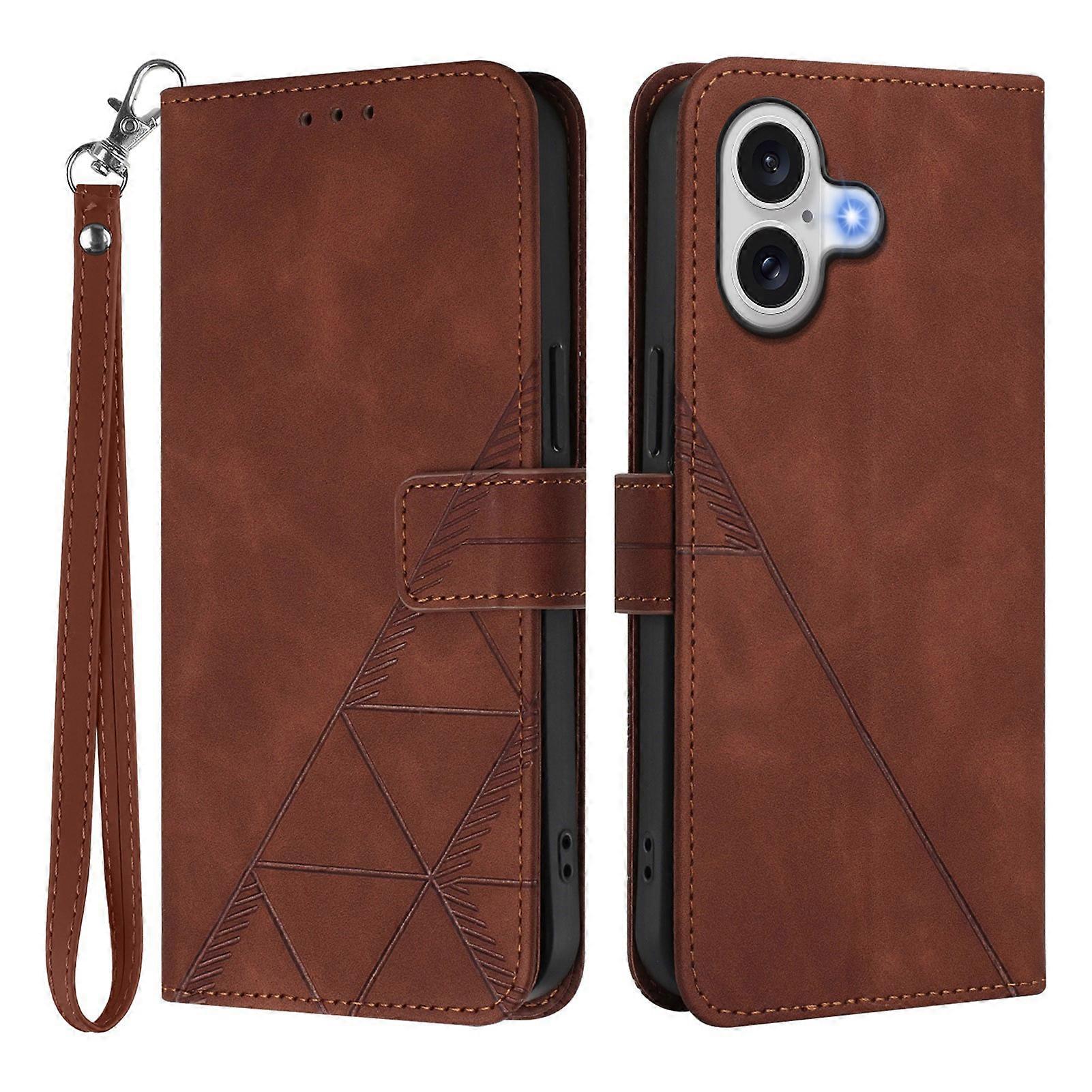 Compatible For iPhone 17 Leather Case with Hand Strap Wallet Stand Phone Cover