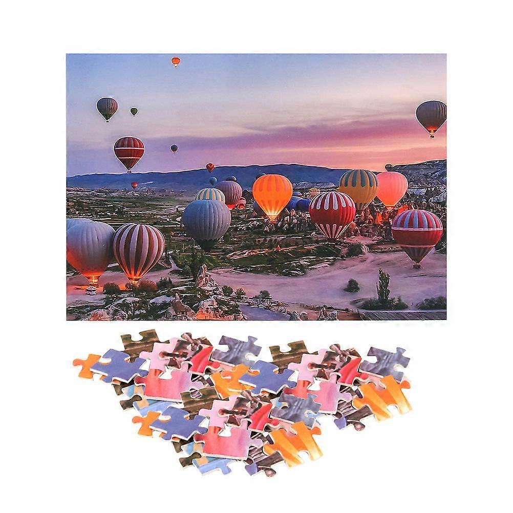 1 Set Puzzle Landscape Paper Puzzle Colorful Hot Air Balloon Educational