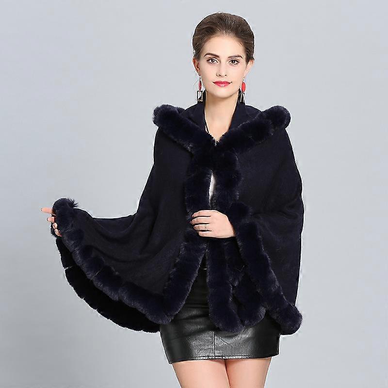 1395 #Fur Gola Pele Com Capuz Xale Capa Casaco Mulheres