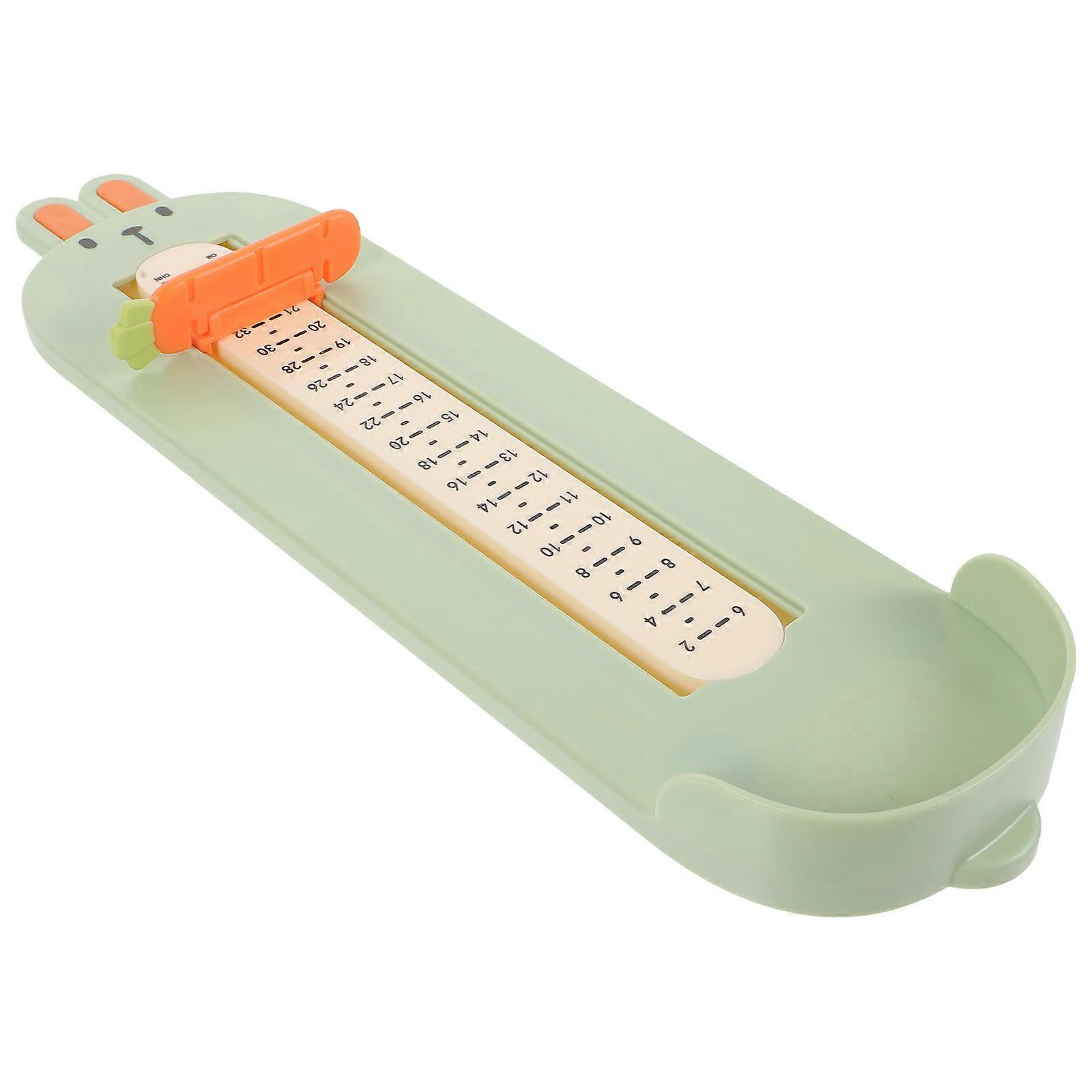 Adjustable Shoe Measurer Tool for Accurate Foot Measurement – Easy to Use Device for Children's Shoes, Green Rabbit Design for Boys