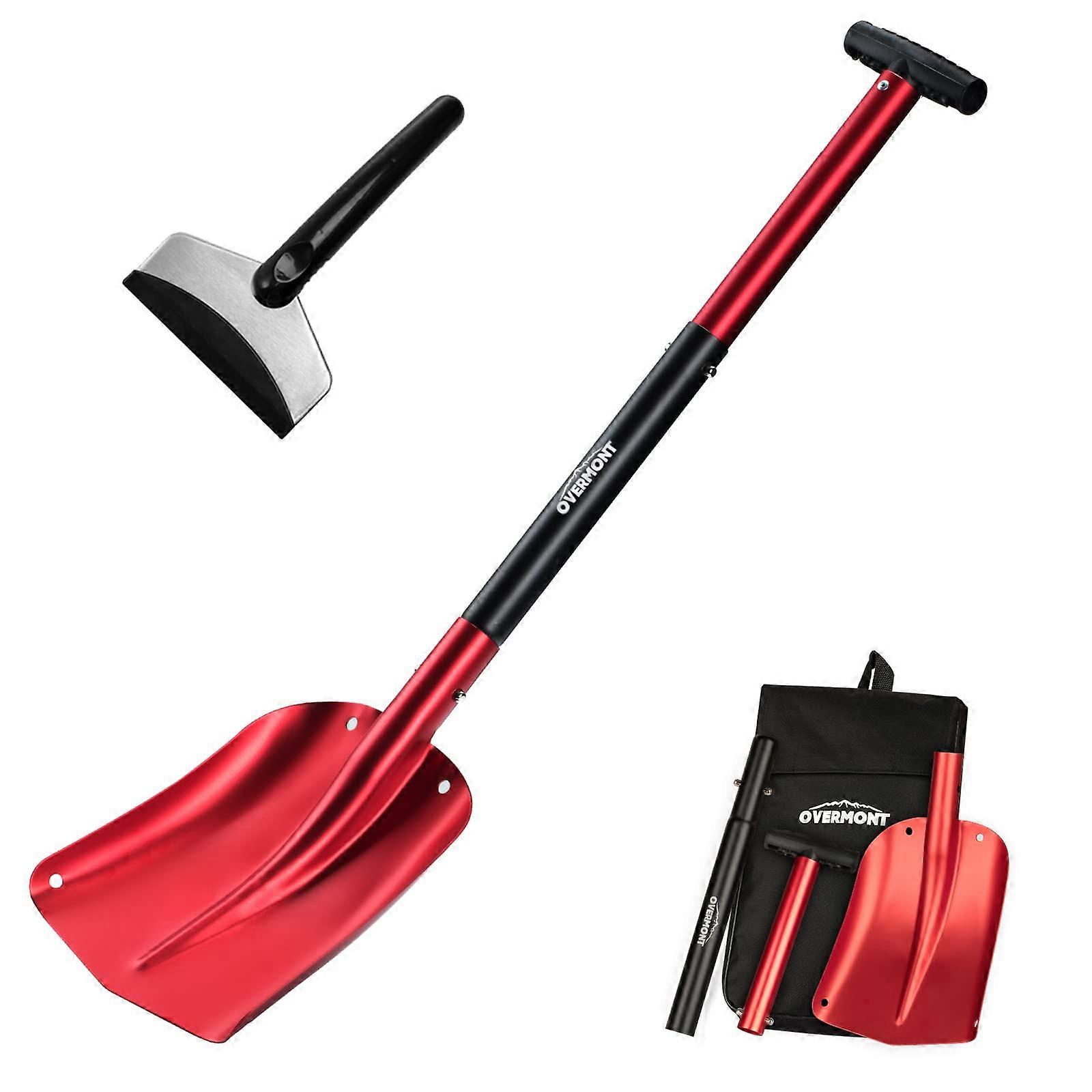 Folding Emergency Snow Shovel for Car 32' 42' Small Compact Tool with Ice Scraper