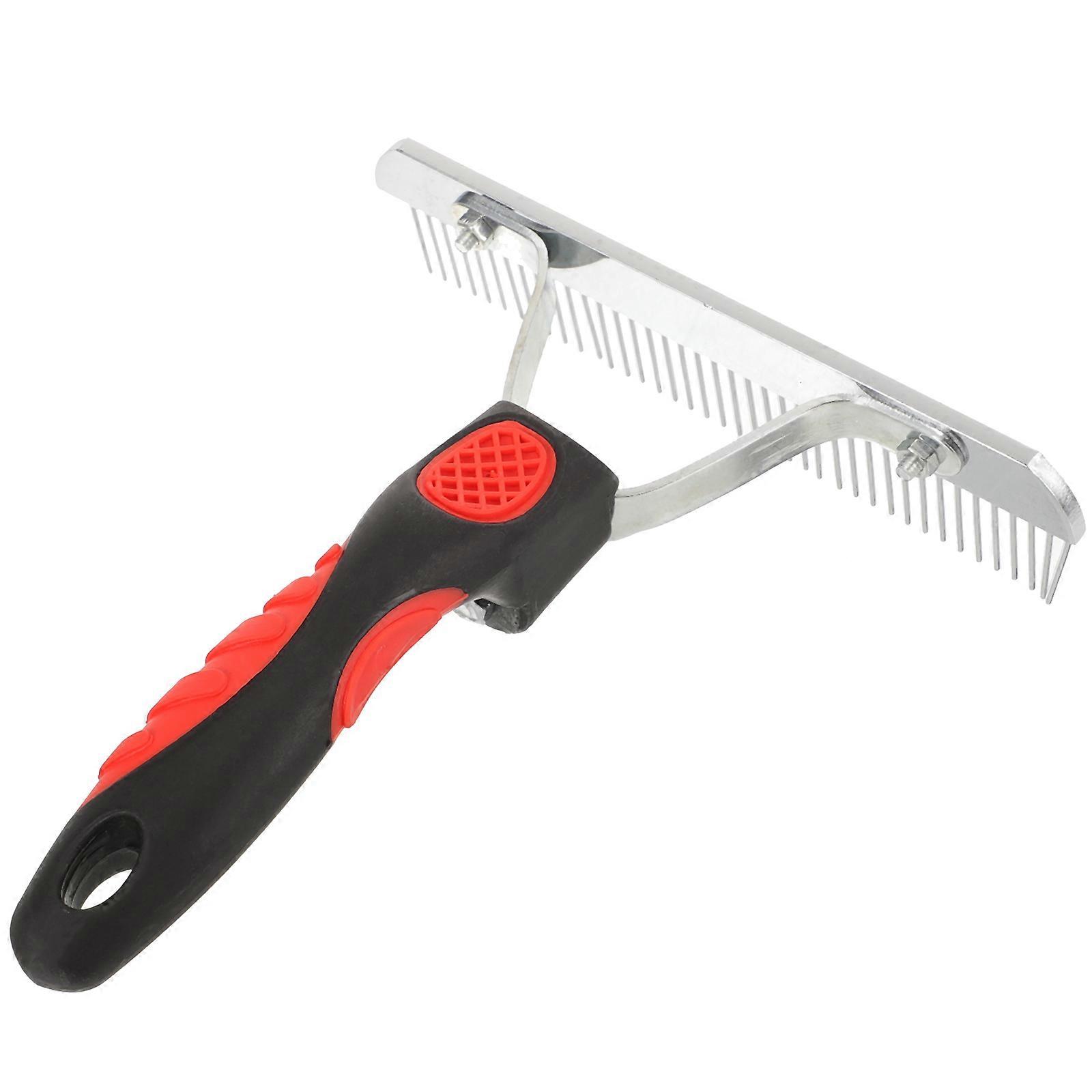 Ergonomic Horse Grooming Comb with Non Slip Rubber Handle – Metal and Rubber Cleaning Rake for Livestock, Ideal for Removing Soil and Shed Large