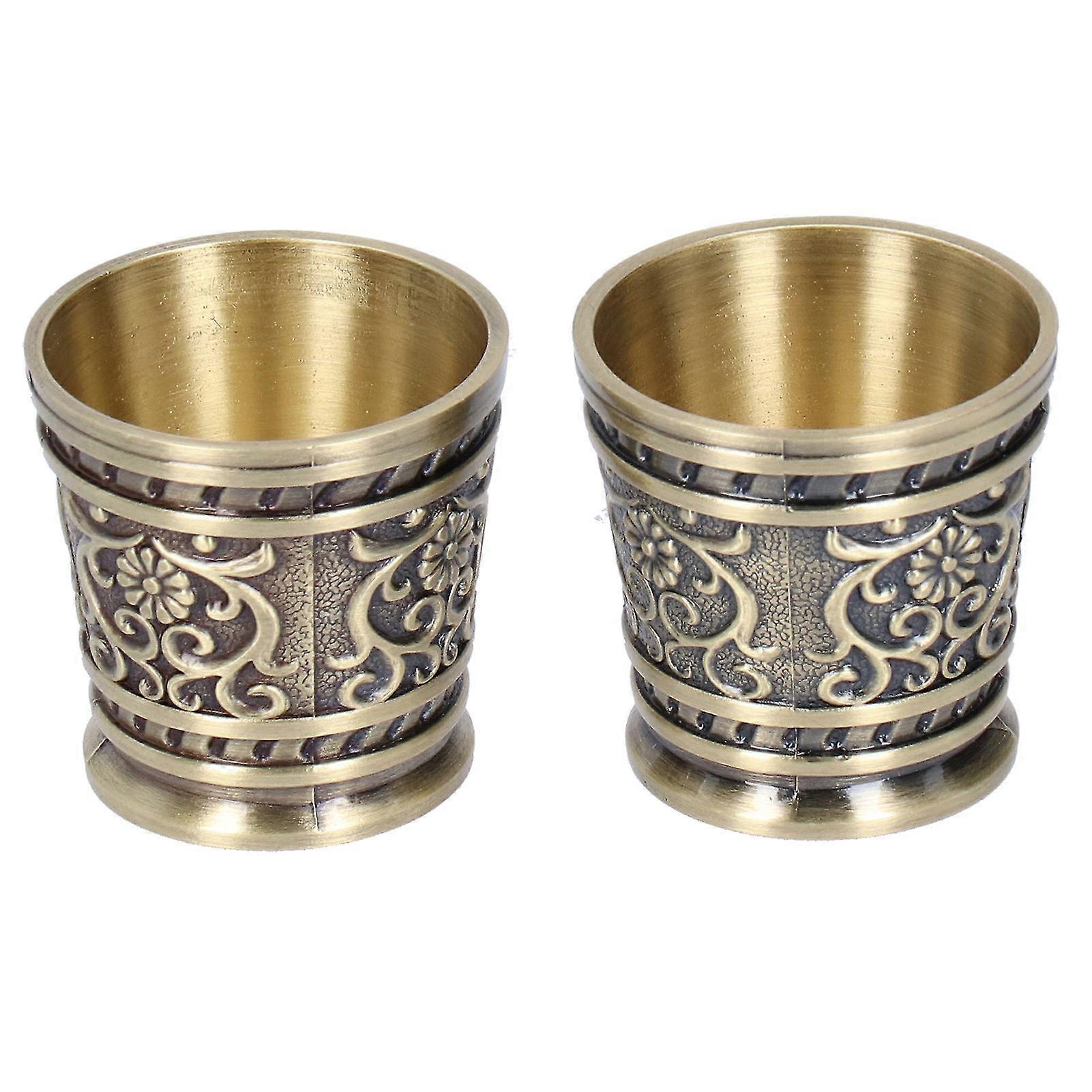 2pcs Embossed Retro Bronze Wine Cups - Home Decor