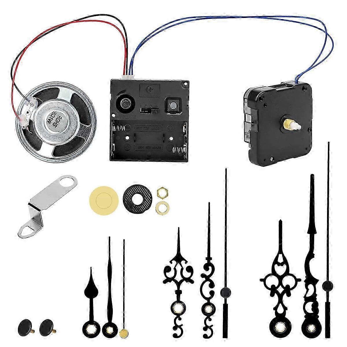 Chiming Clock Mechanism Replacement,with Chime Melody Hour Trigger and 3 Set Hands for Vintage GranBlack SZRH