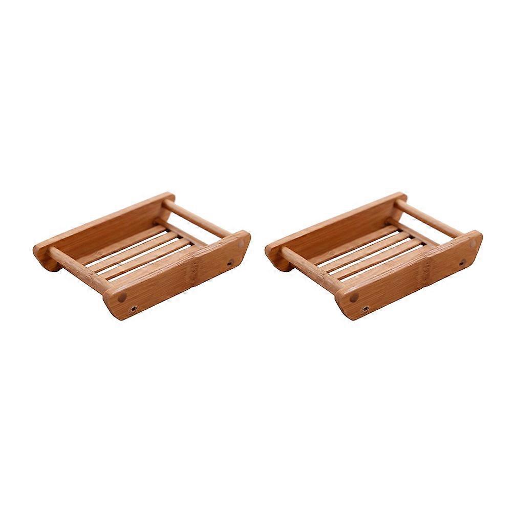 Bathroom Soap Box Simple Wooden Soap Holder Home Use Rectangular Drain Water 2Pcs