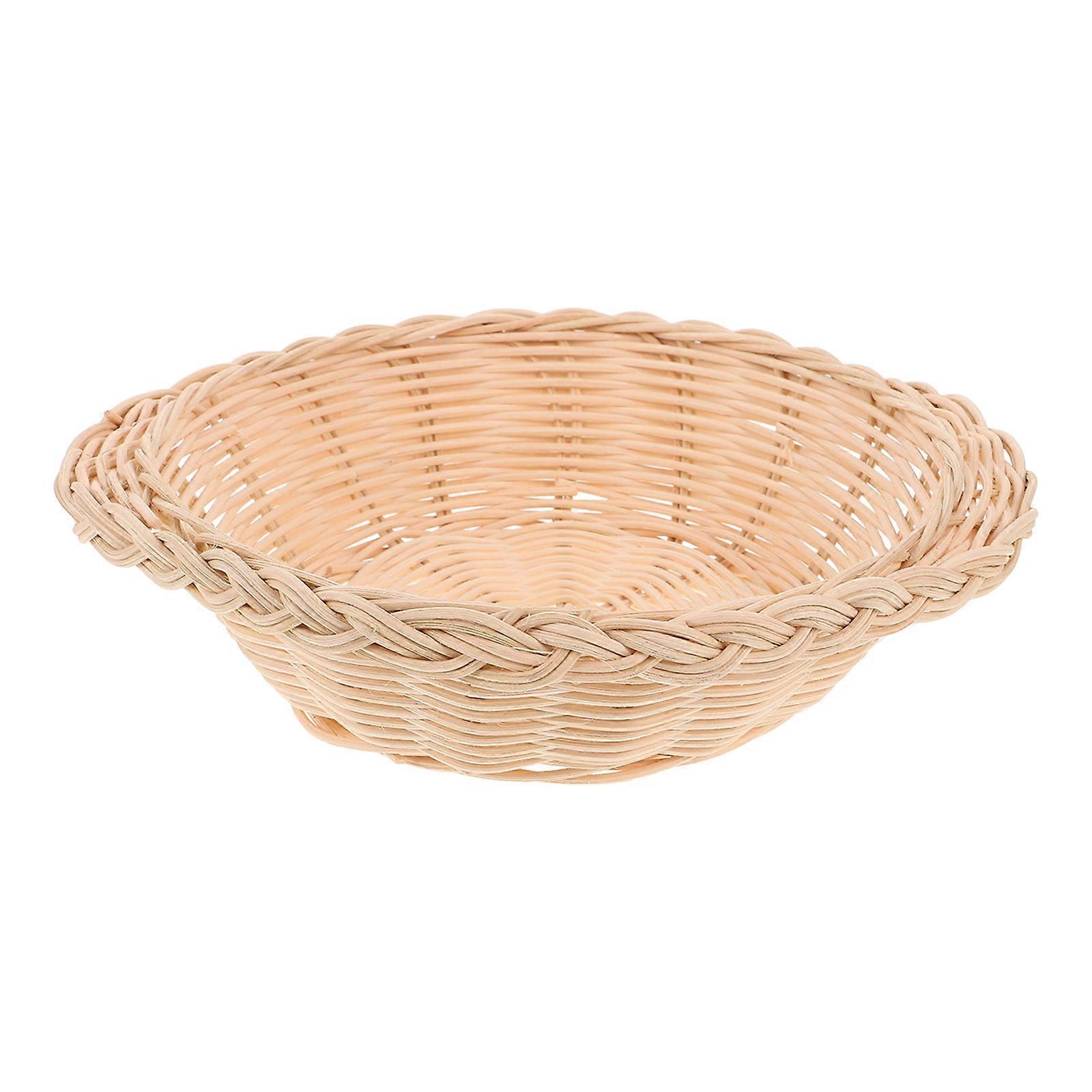 Hand Woven Serving Basket Handwoven Bamboo Bread Baskets Rattan Material For Parties Heat Insulation 20.00X18.00X5.50CM 1Pack