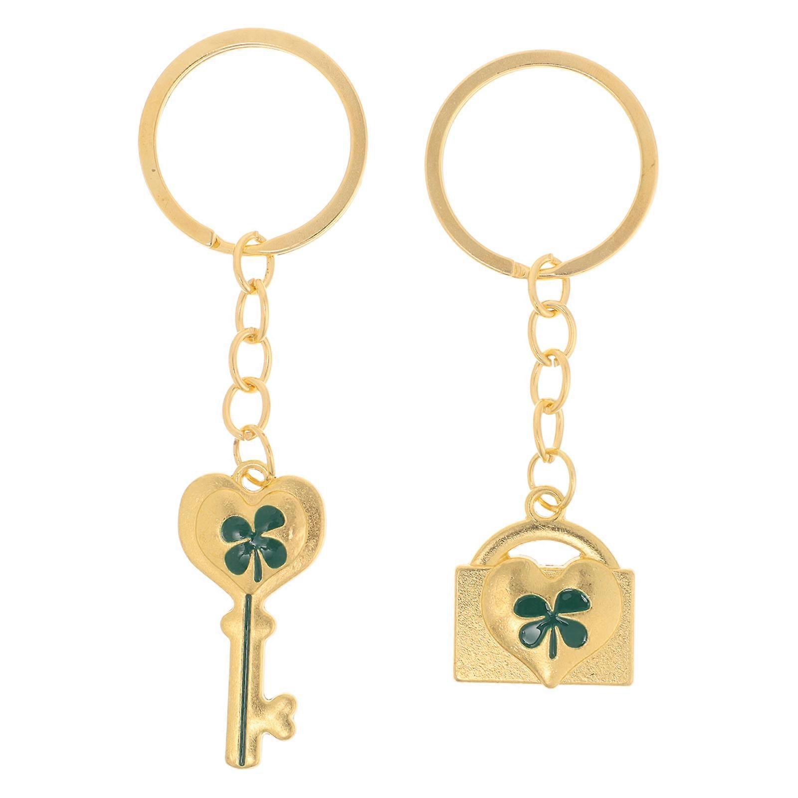 Charm Keychains Lucky Symbol Sturdy Design Assorted Color Zinc Alloy Keyring For Friends Birthday present 1Pair