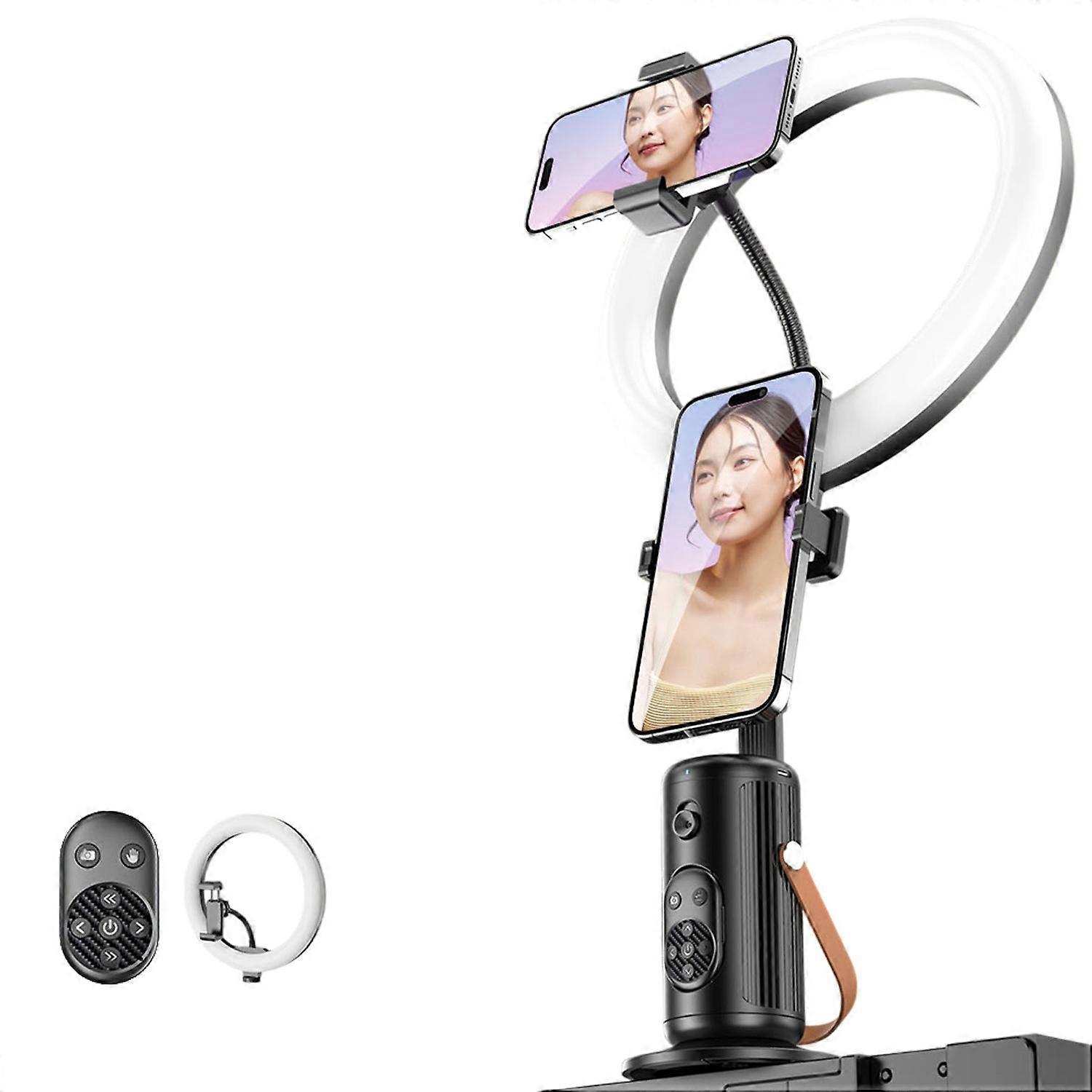 Q04 AI Smartace Tracking Live Streaming Phone Gimbal Stabilizer with Remote Control+10 Inch Ring