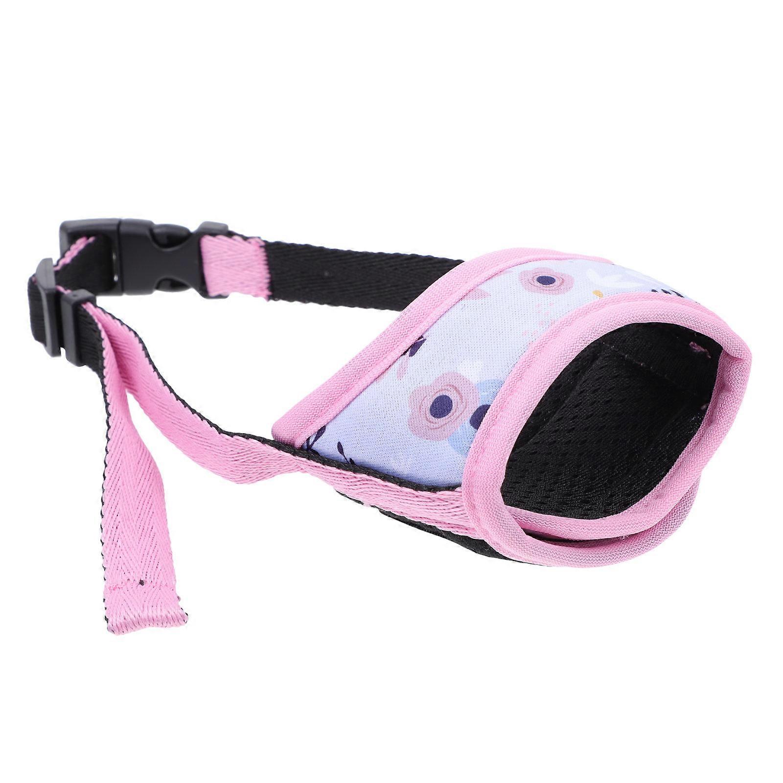 Adjustable Dog Muzzle Breathable Anti-Bite Pet Mouth Cover Pink 12X8X3CM Limit Barking 1Set