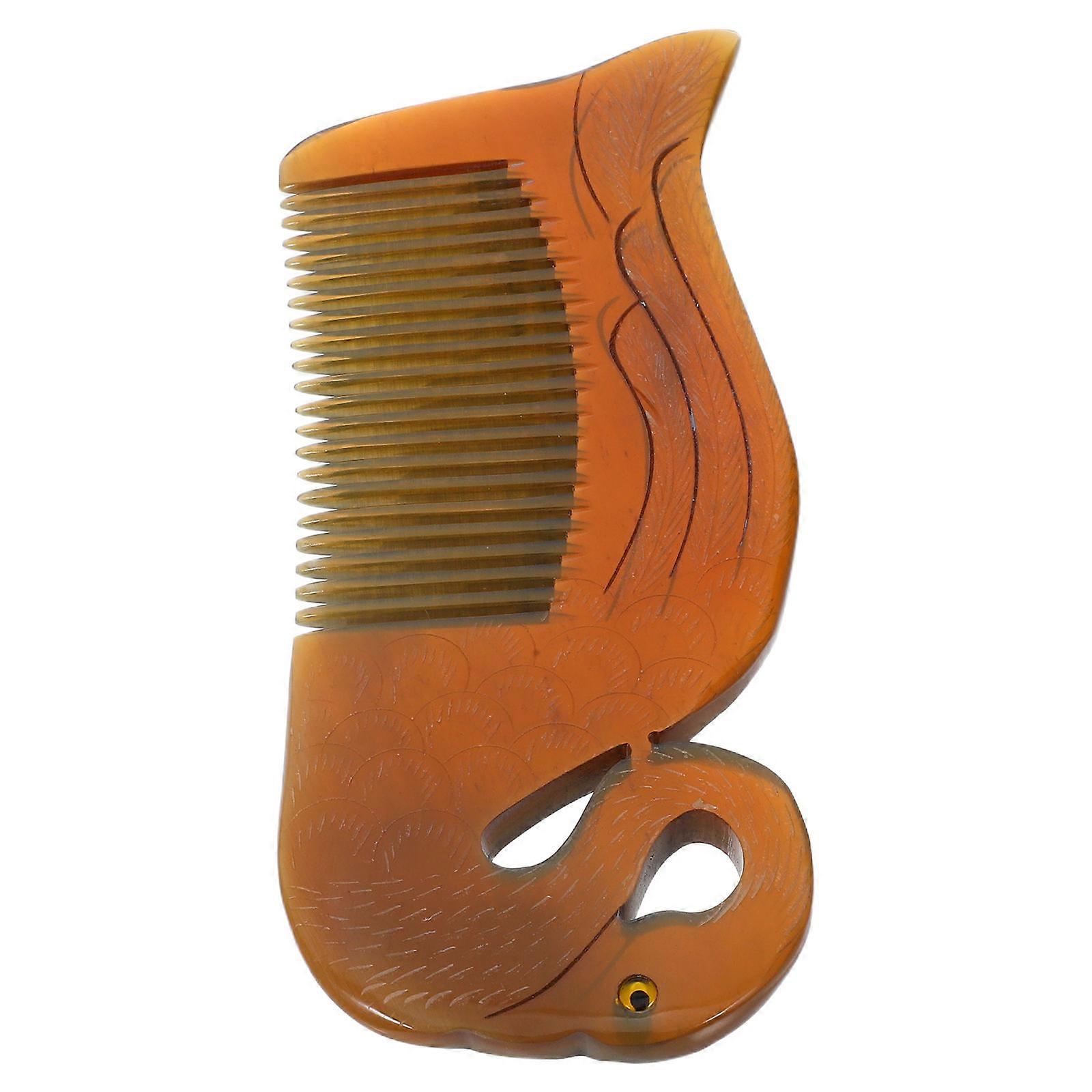 Horn Comb For Hair Engraved Swan Shape Anti Static Promotes Circulation 1Set