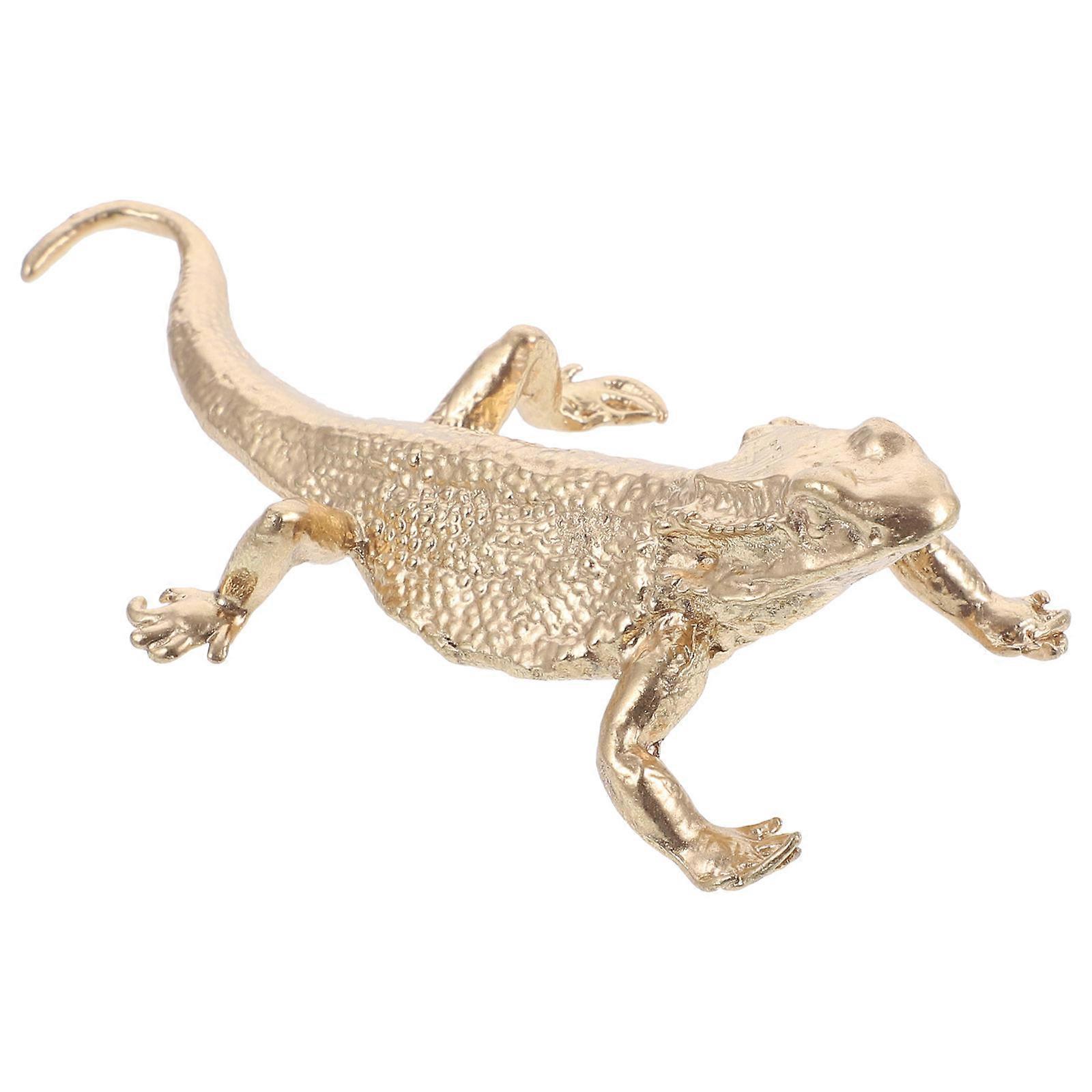 Metal Lizard Figurine Reptile Statue Desktop Decor Animal Craft Unique Texture Sturdy Fade Resistant Sculpture for Animal Lovers