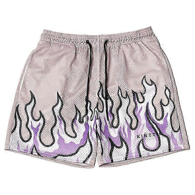 2022 Sommer Shorts Mesh Åndbart Herre Shorts GYM Basketball Løb Hurtigtørrende Shorts Flamme Print Mode Shorts