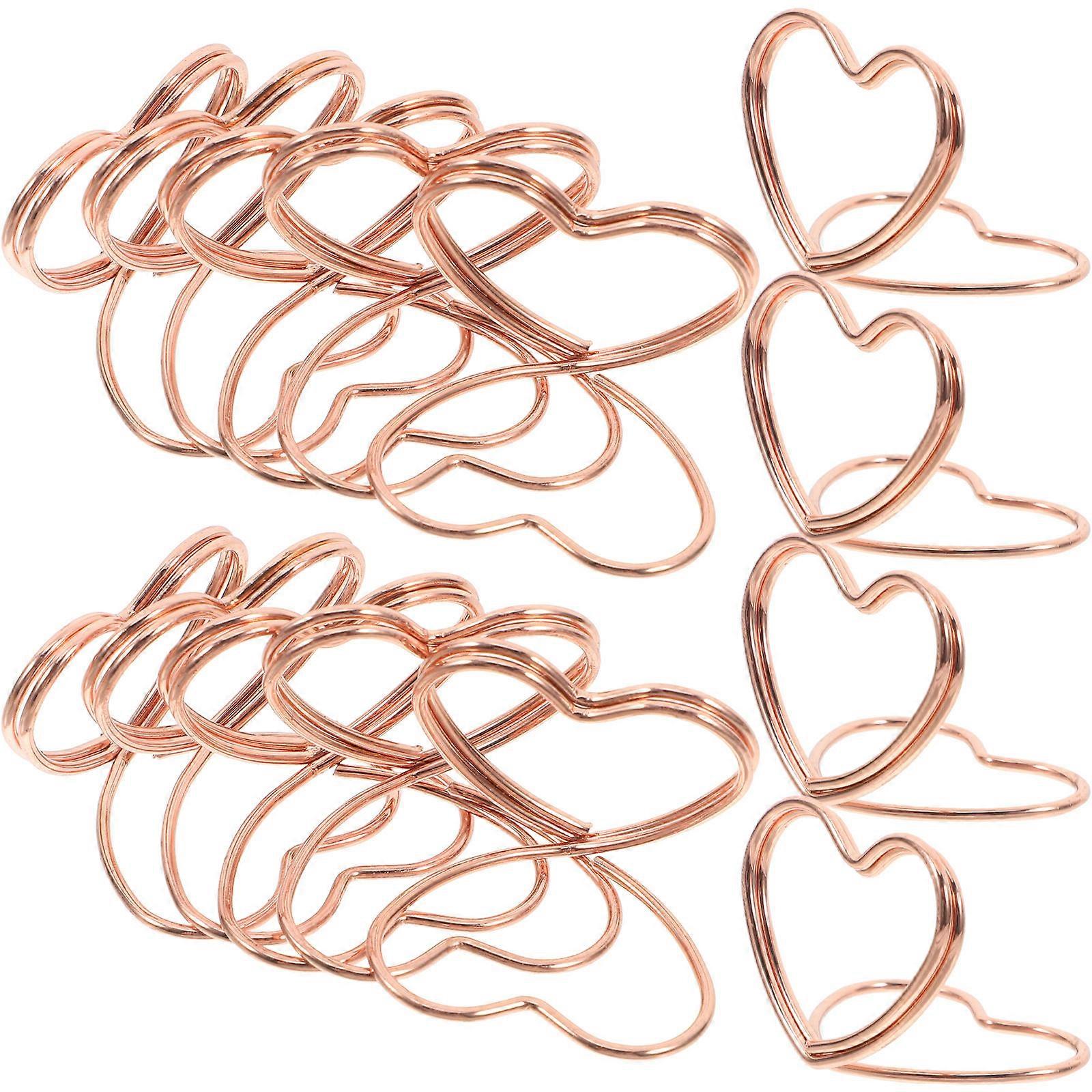 Rose Gold Heart Table Number Holders 50pcs Carbon Steel Place Card Clips for Weddings, Events, Photos, Notes Easy to Use Display Stands