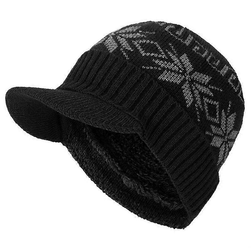 High Quality Add Fur Lined Brim Winter Hats Casual Beanies Hat For Men And Women Snowflake Design Acrylic Knitted Hat