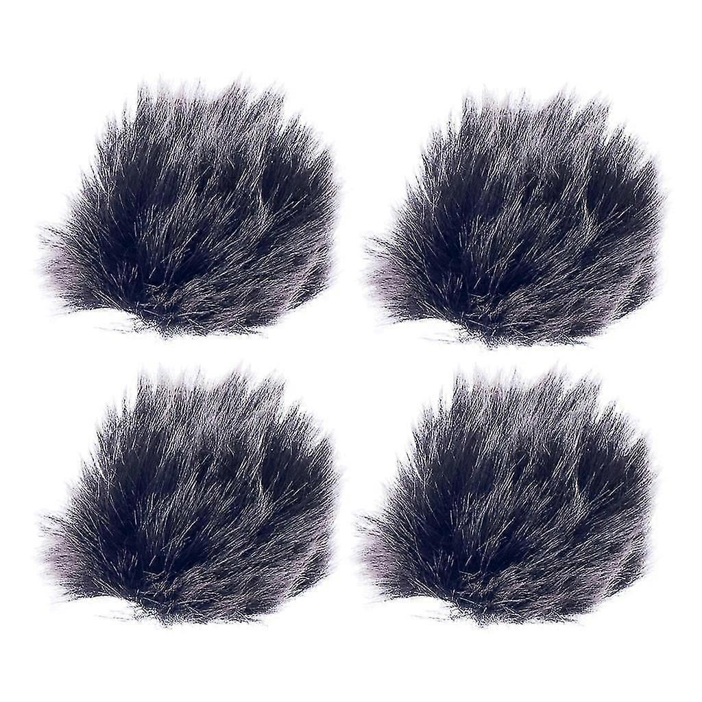 4 Stück schwarzer Pelz Mikrofon Windschutz für Revers Lavalier Mikrofon Zubehör