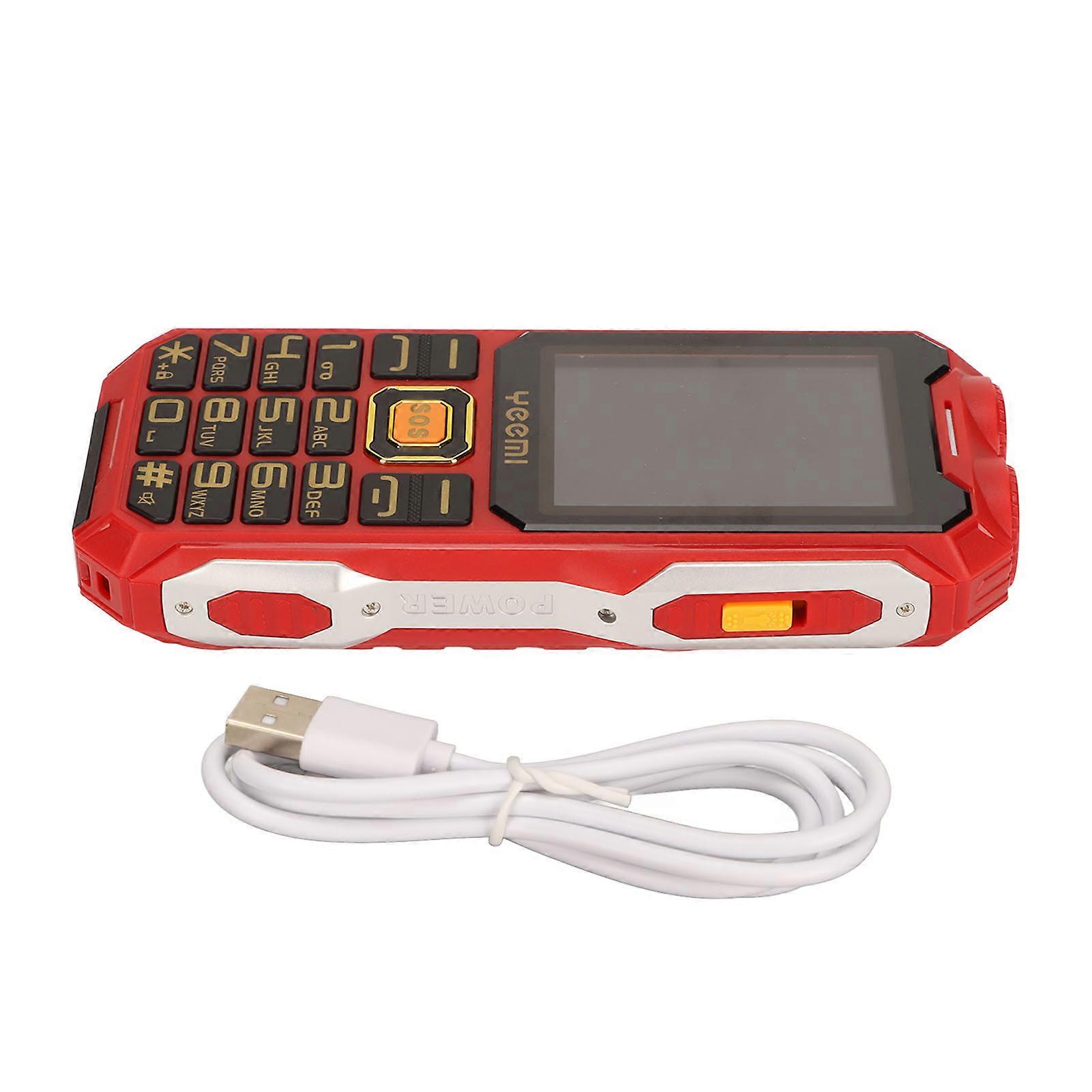 Senior Cellphone 2G 2.6in Ultrathin 16800mAh High Volume Elderly Mobile Phone With Charging Line for Calling Red