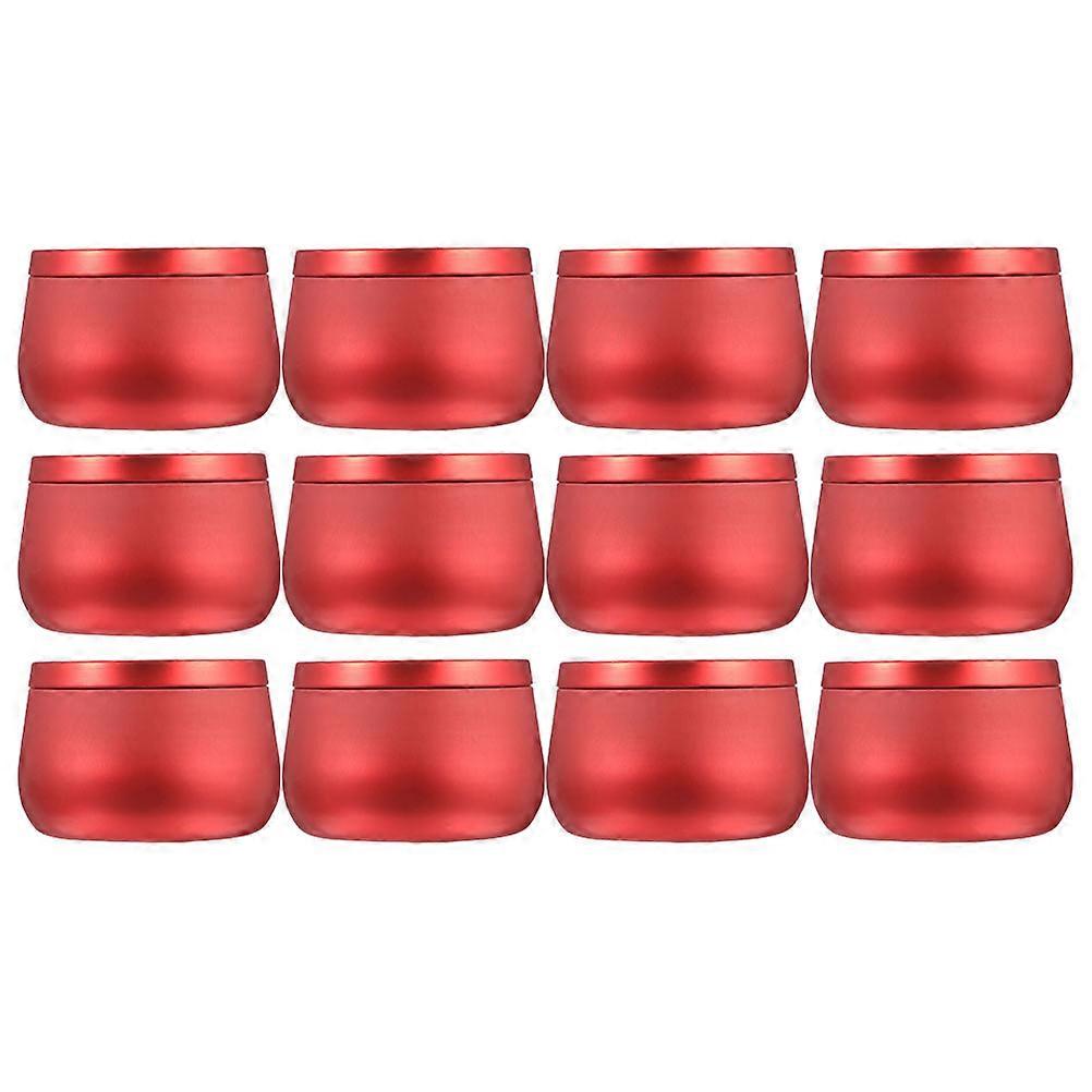 12Pcs Red Tinplate Cans for Storage Use Airtight Containers for Candies Snacks Tea Leaves 4 oz