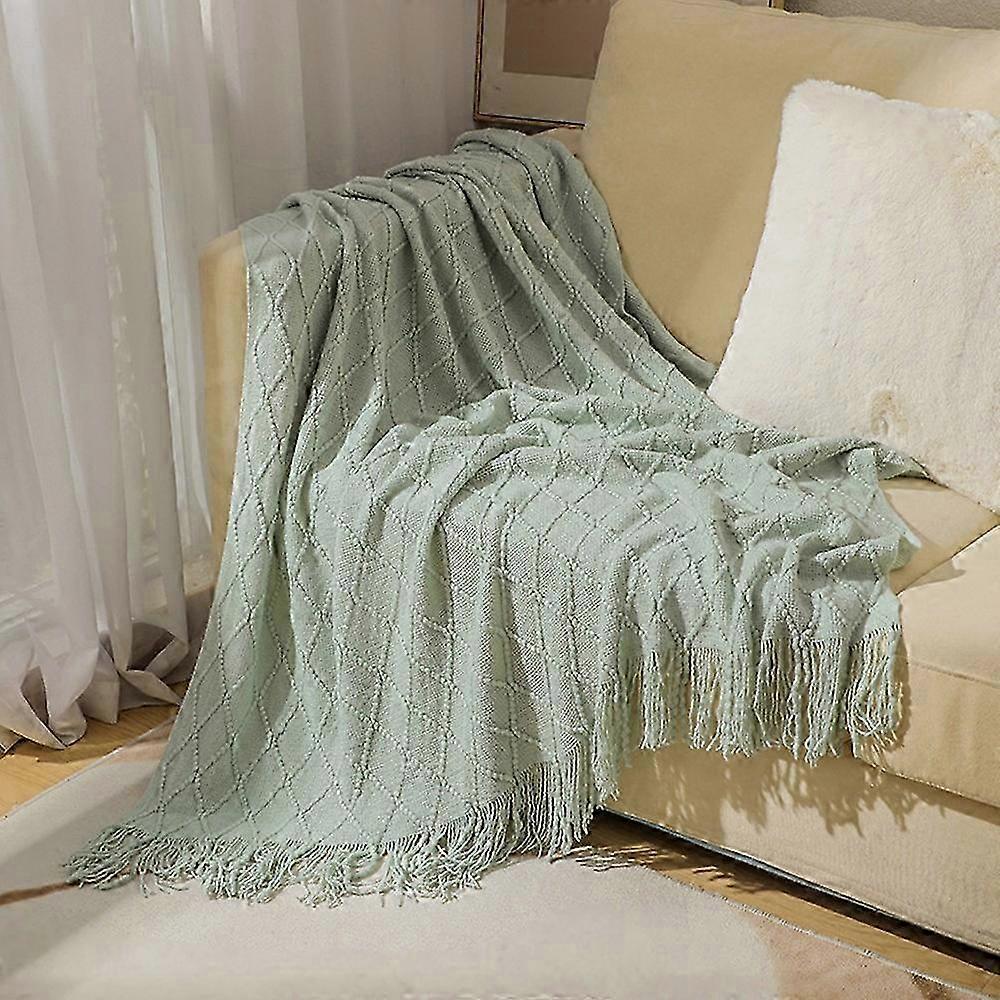 U Type 130x230cm Couch Throw Blanket Rhombus Texture Summer Thin Knitted Blanket