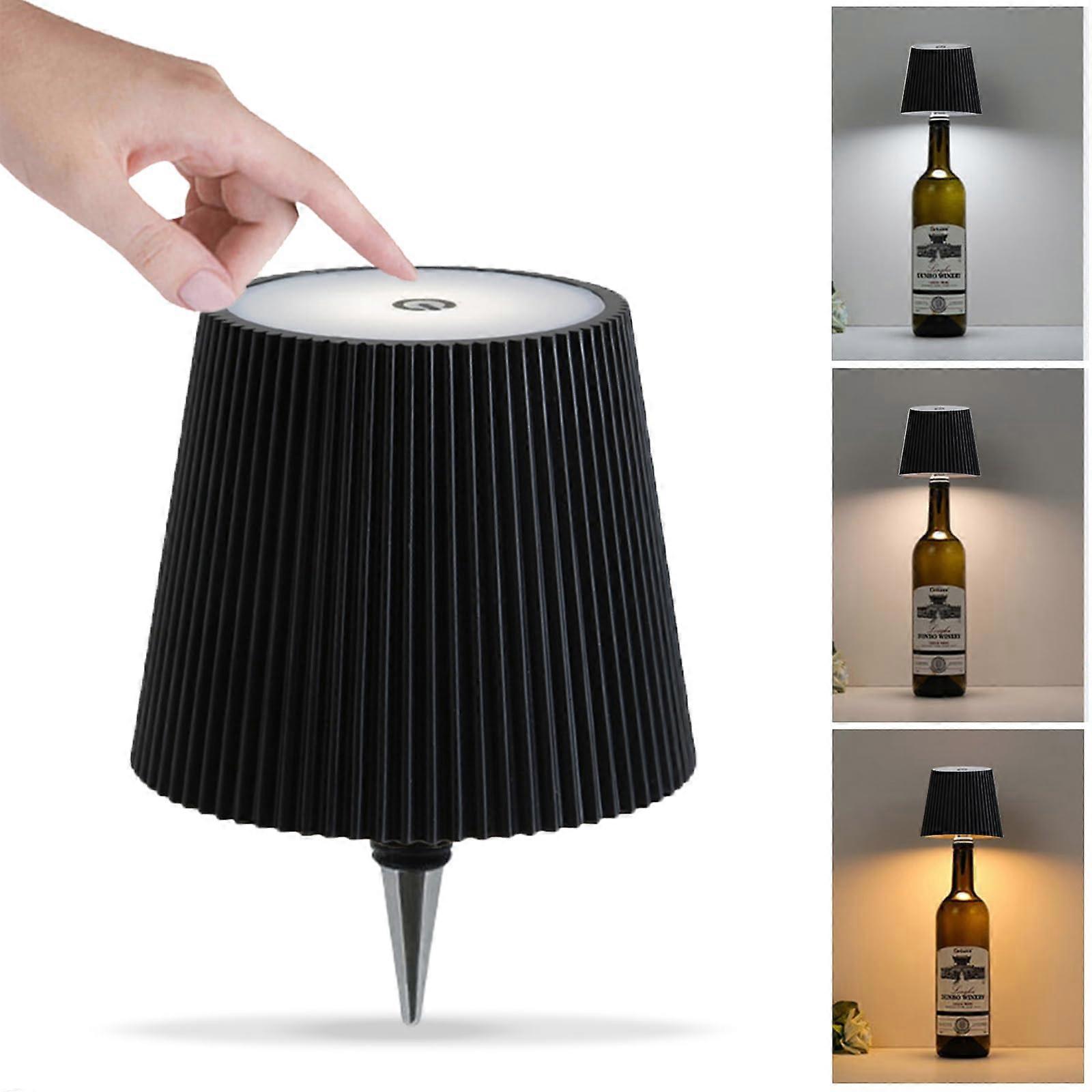 Lumelia Bottle Lamp Wireless LED Battery Table Lamp Rechargeable Touch Dimmable 3 Colours Black