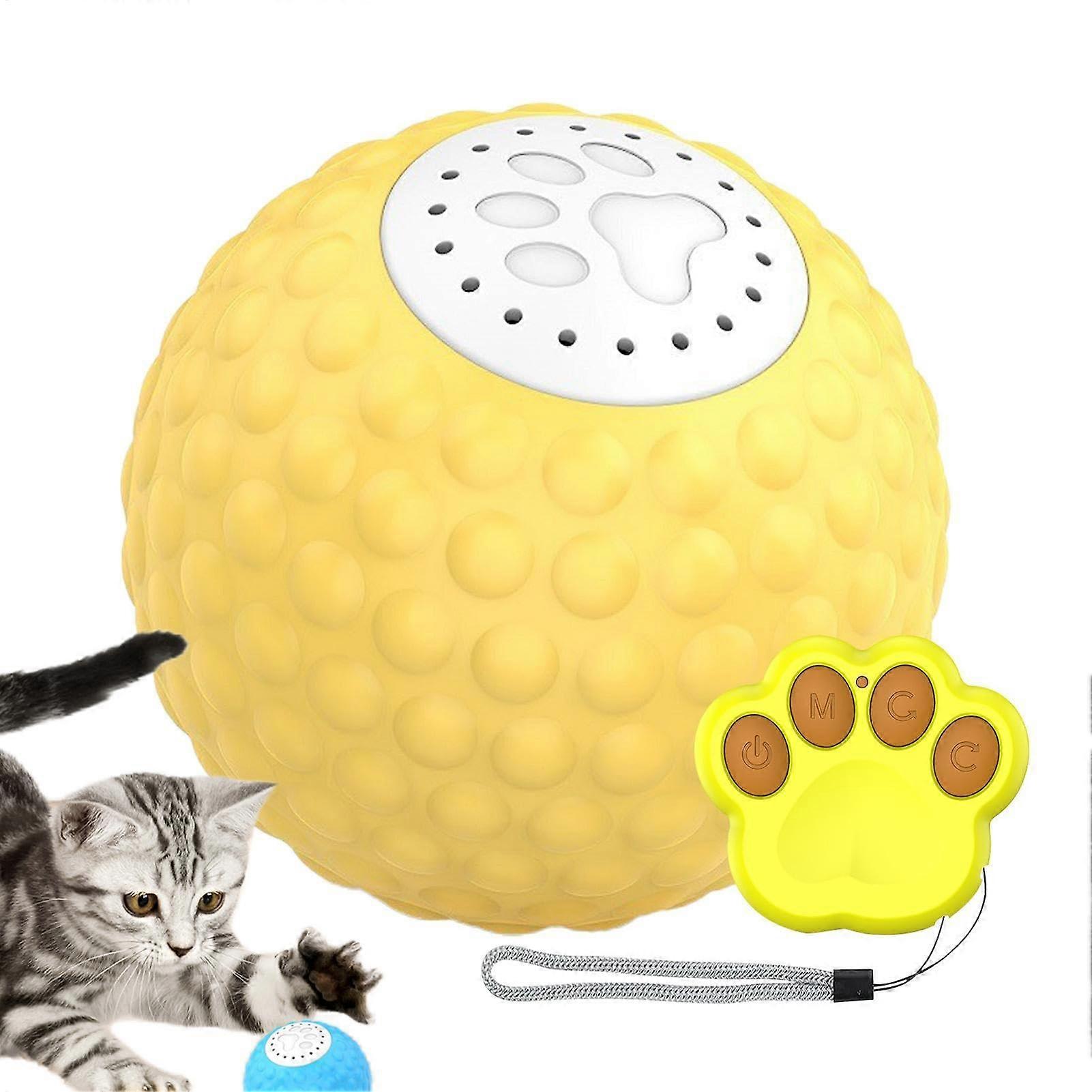 Intelligent Cat Rolling Ball Toy, 2 LED Modes, Bird Sound, Remote Control