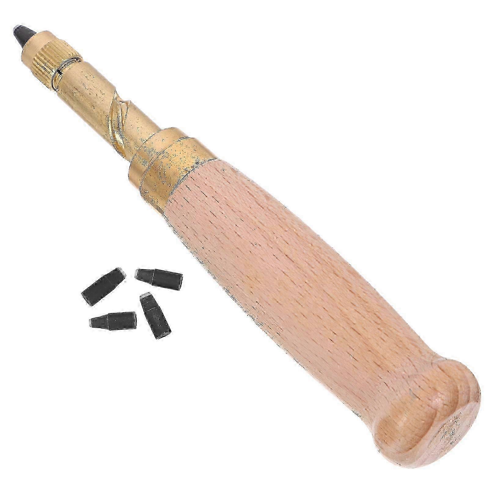 6pcs Adjustable Drill Punch with Wood Handle for Center Punching and Screw Hole, 6 Tip Sizes