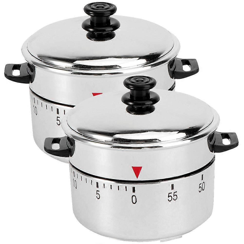 Mechanical Kitchen Timer 2pcs Stainless Steel Manual Rotating Countdown Cooking Timer for Home Study Classroom Use Easy to Operate