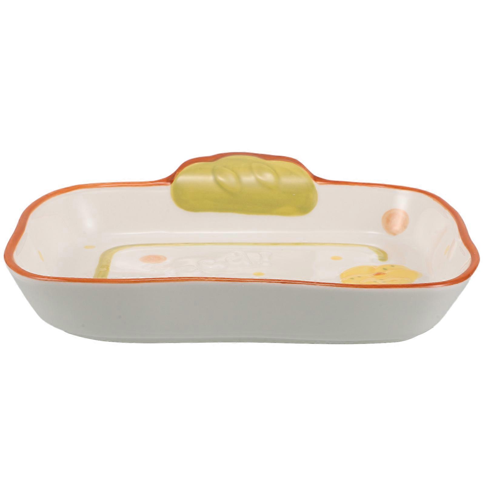 Cute Bread Shaped Ceramic Dessert Plates & Fruit Bowls for Dining Table Decor, Kitchen Centerpiece, and Photo Props – Sturdy, Easy Clean Design
