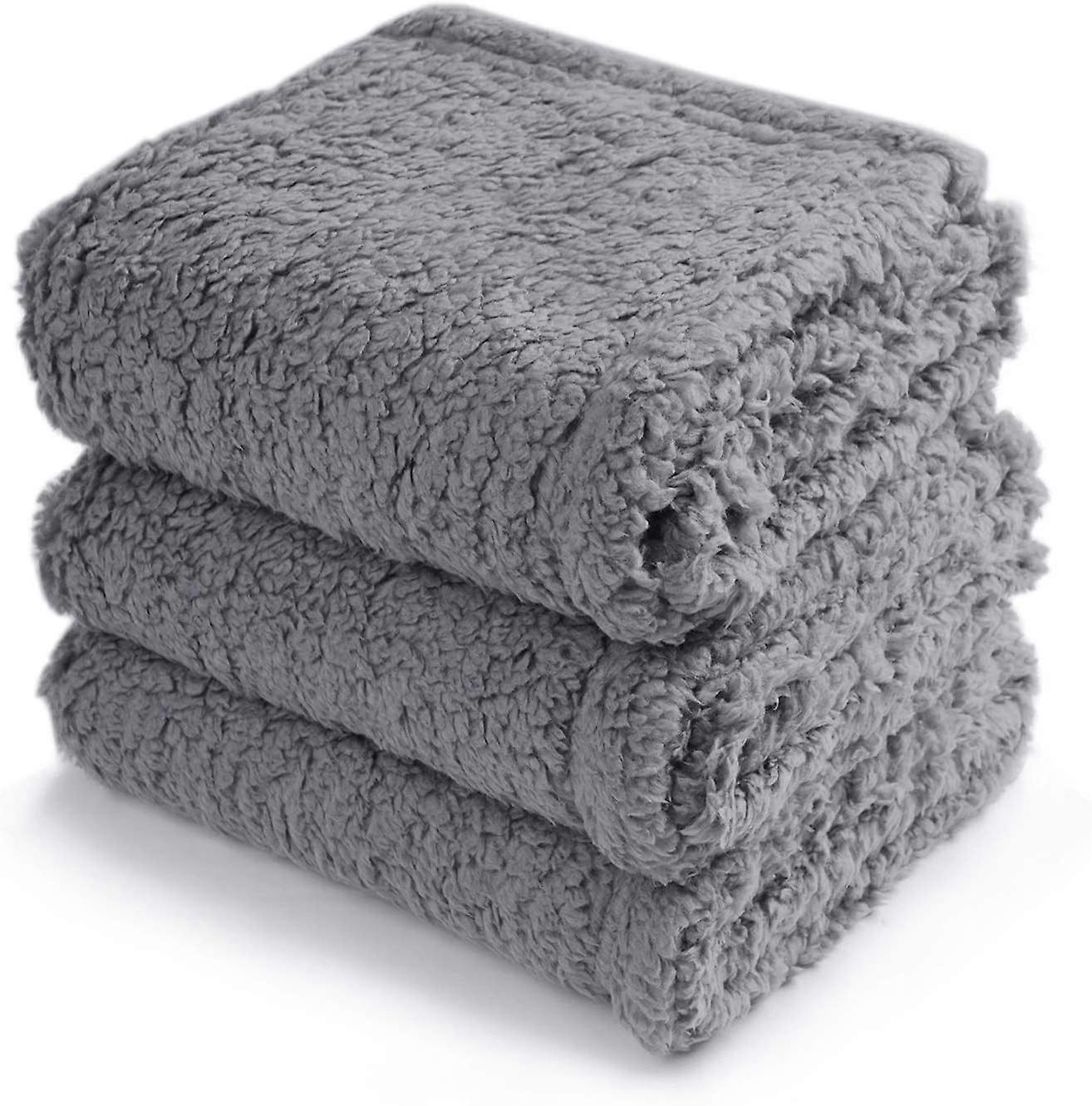 1 Piece Calm Blanket Fluffy High Quality Wool Pet Blanket Soft Sherpa Blanket for Dog Puppy Cat Gray Small (60*80cm )