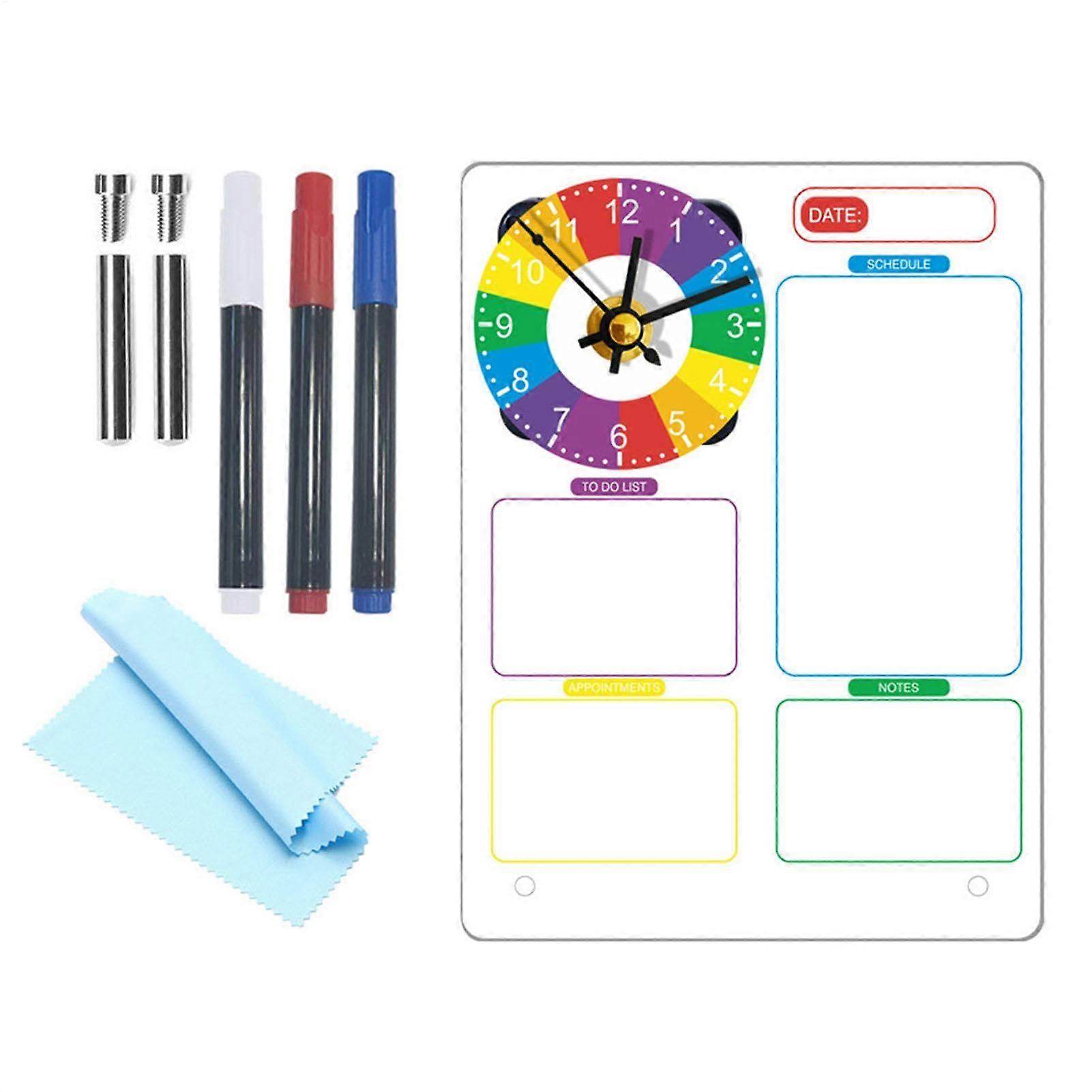 Acrylic message whiteboard, creative desk memo pad with transparent clock