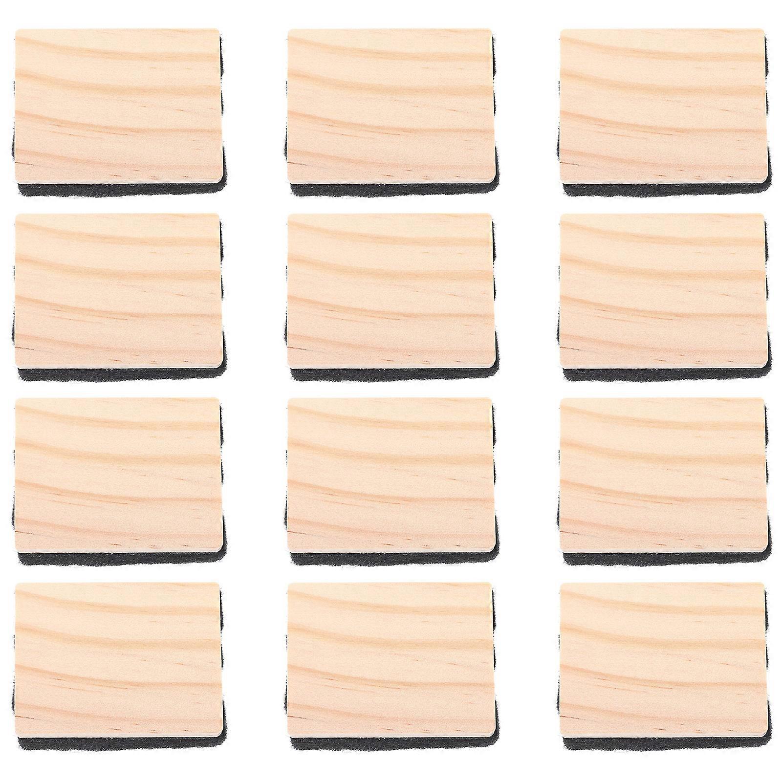 12pcs μίνι ξύλινες γόμες κιμωλίας, ελαφριές ξηρές γόμες για τον πίνακα μαυροπίνακα, συμπαγή καθαριστικά τάξης με φυσικό υλικό