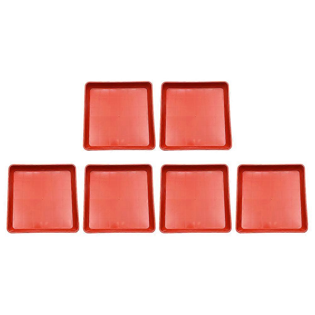 Plastic Flowerpot Plate Gardeners Outdoor Plant Care Lightweight And Durable Soil Containment Red 22X22CM 6Pcs