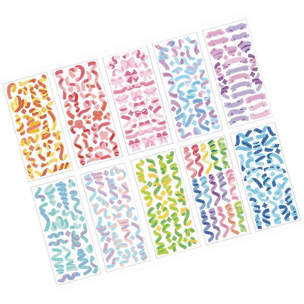 Ribbon Sticker Sheets Self Adhesive Reusable Great For Scrapbook Making Kids Crafts 3x3cm 10 Sheets