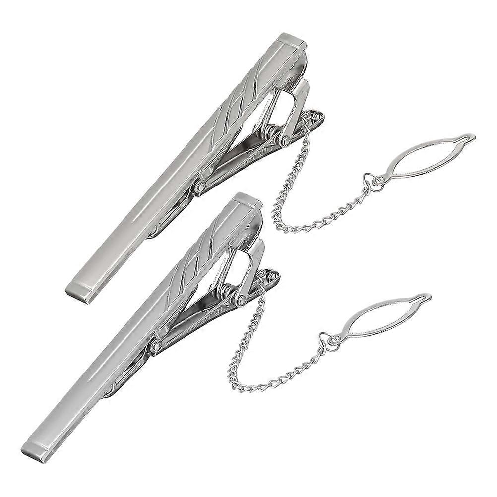 Necktie Holder Iron Material Tie Clipping Appearance Enhancement Rectangular Shape 2Pcs
