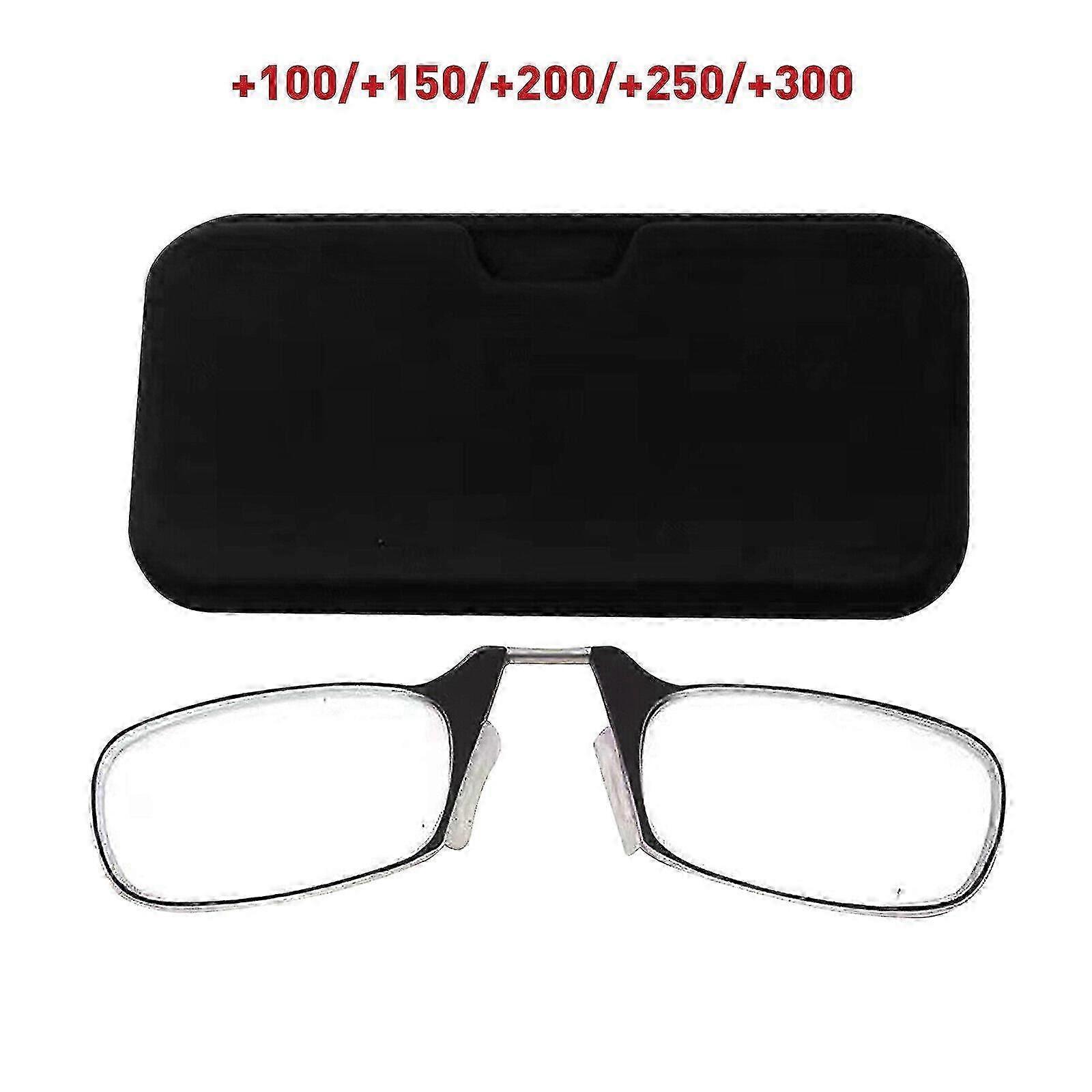 Ultra Thin Optics Reading Glasses&Case Mini Nose Clip 1.0,1.5,2.0,2.5,3.0 Unisex-Good-Good