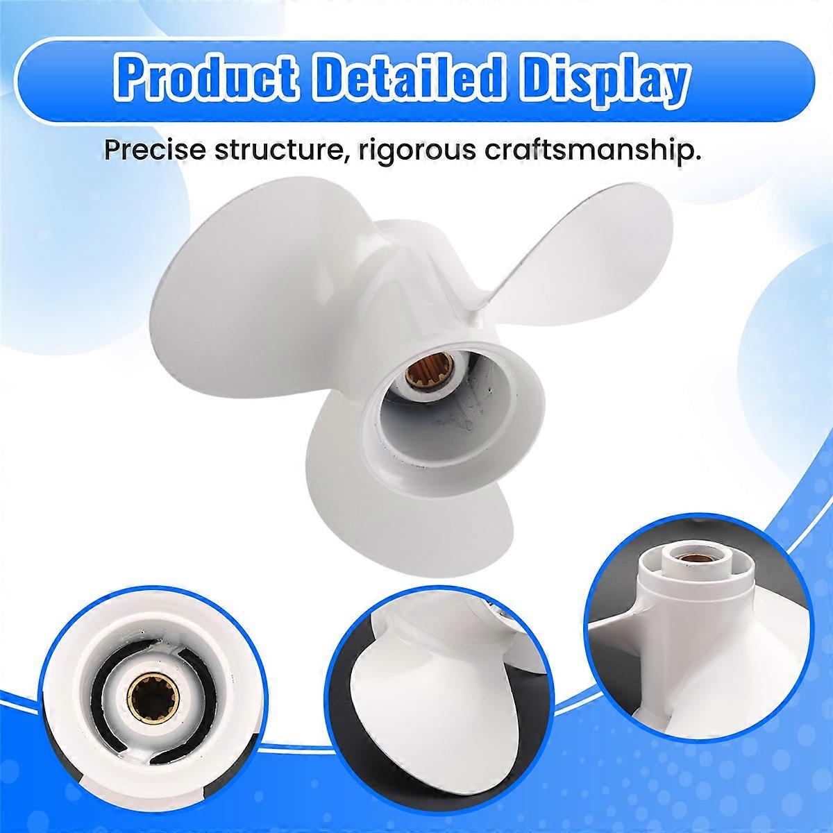664-45945 664-45945-00-EL 9 7/8 X 10 1/2 Propeller for 20HP 30HP White 3 Blades 10 Spline Tooth R Ro
