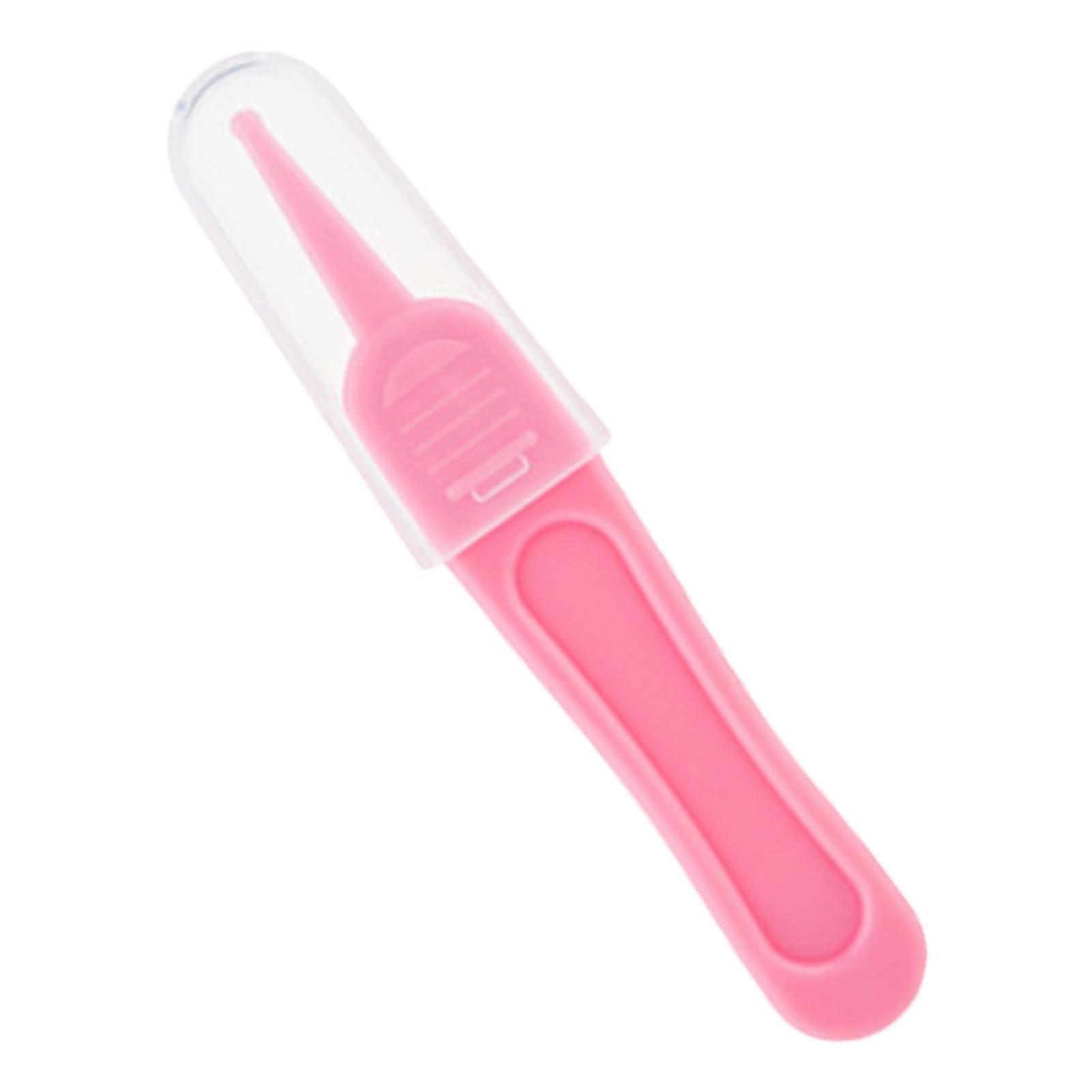 Nose Cleaning Tweezers Round Head Nose Navel Cleaner Clip Booger Remover with Transparent Lid for Kids Sticky and Dried Boogers Rose