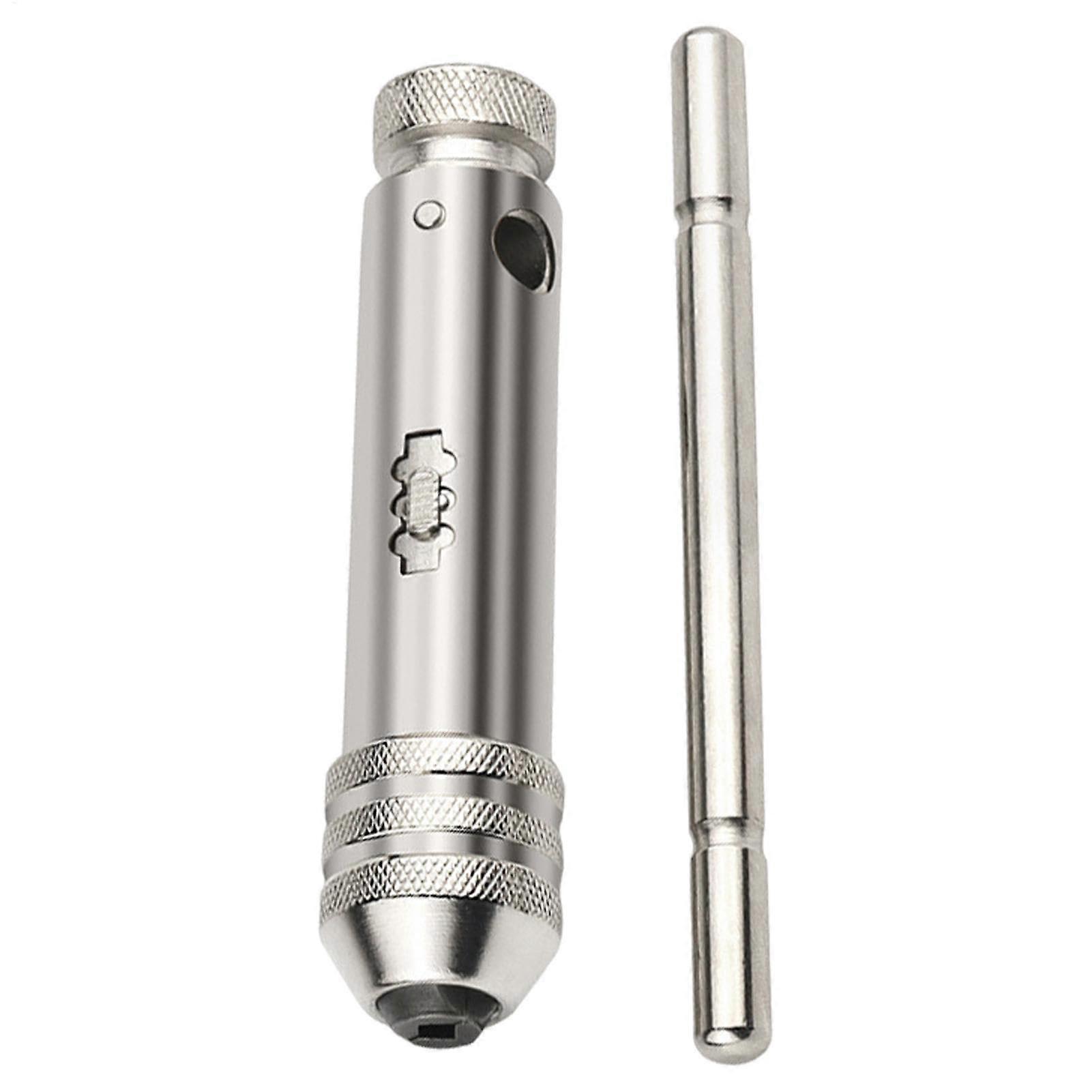 Thandle ratchet wrench with ratcheting thread grip for tightening threads