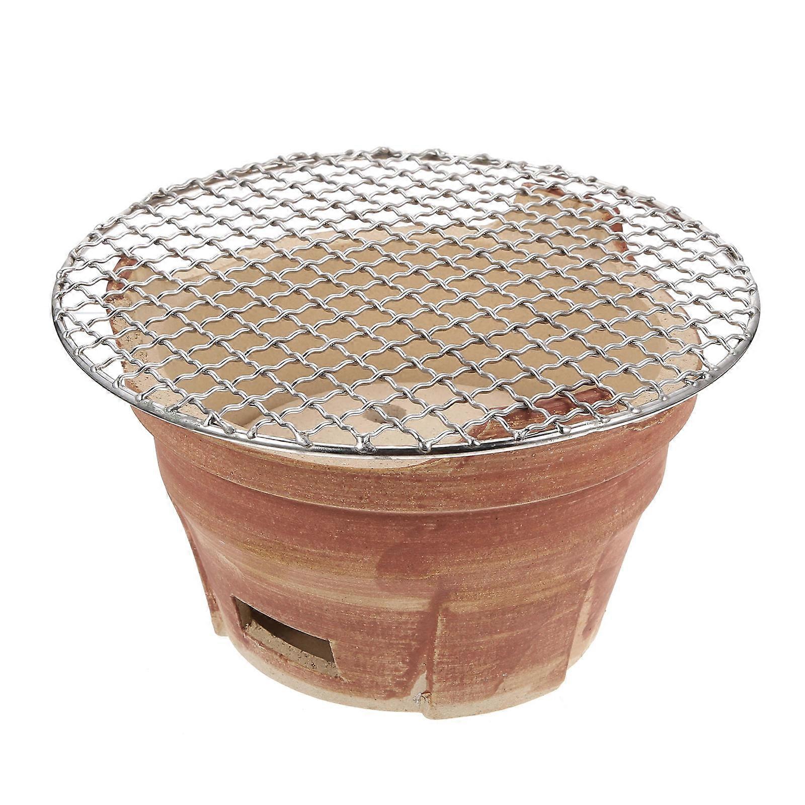 Here's a polished and professional product description based on your input:
**Portable Mini Charcoal Barbecue Stove with Grill Net – Lightweight