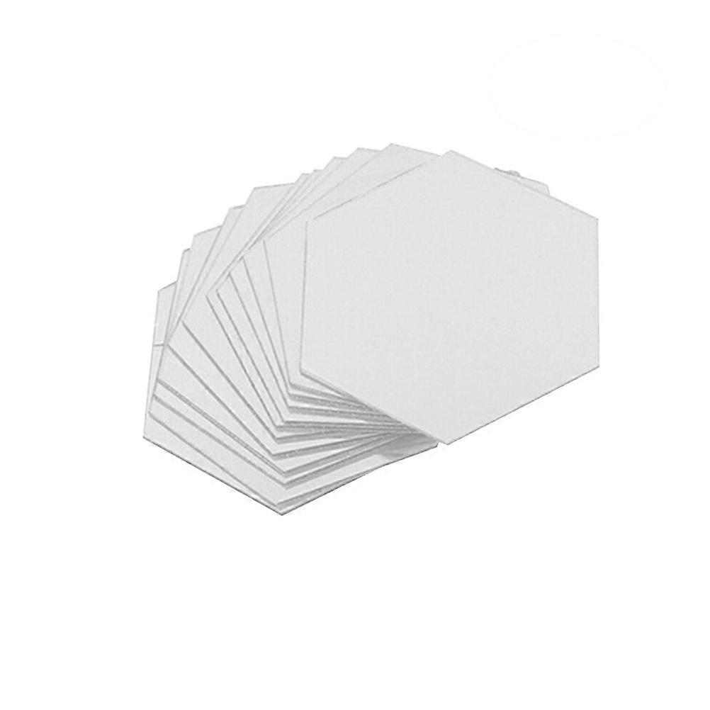 Mirror Tiles For Wall Hexagonal Design 12Pcs Silver