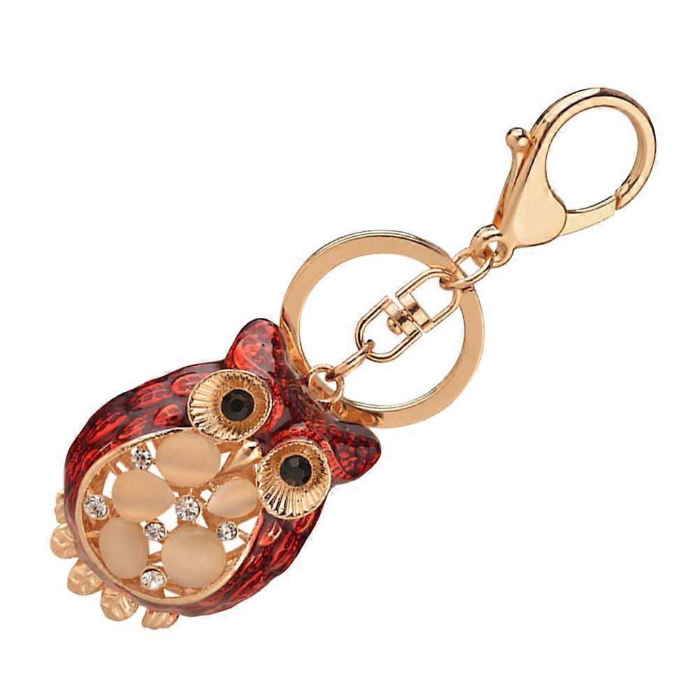 Owl Keychain Decorative Pendant Daily Use Dark Red 12.50X5.50X4.00CM Zinc Alloy Key Attachment 1Pcs