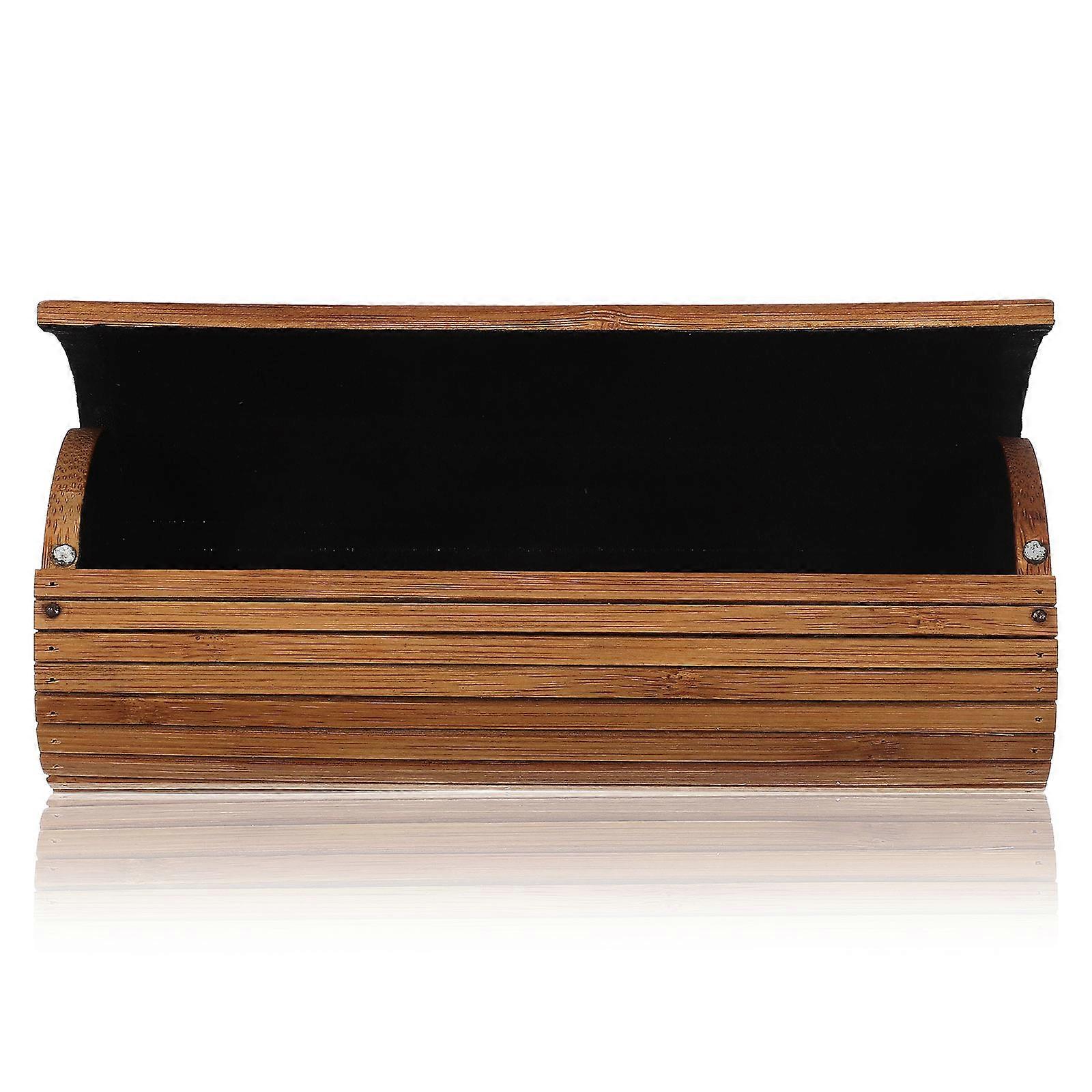 Glasses Holder Sturdy Bamboo Simple Design Gym Office 17.5X7.5CM Protective Storage Case 1Pack