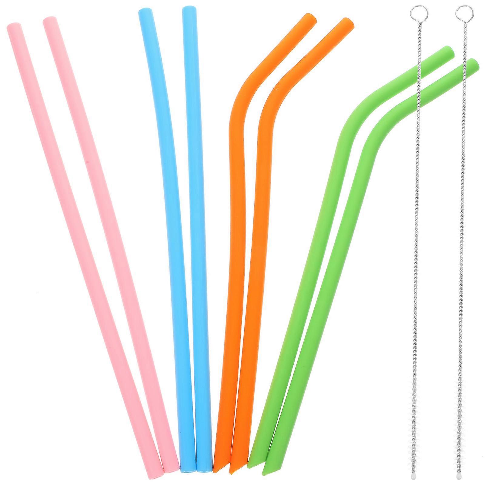 Reusable Silicone Straws Set with Cleaning Brush – Decorative Drinking Straws for Smoothies, Juices, Parties, Picnics, and Office Use